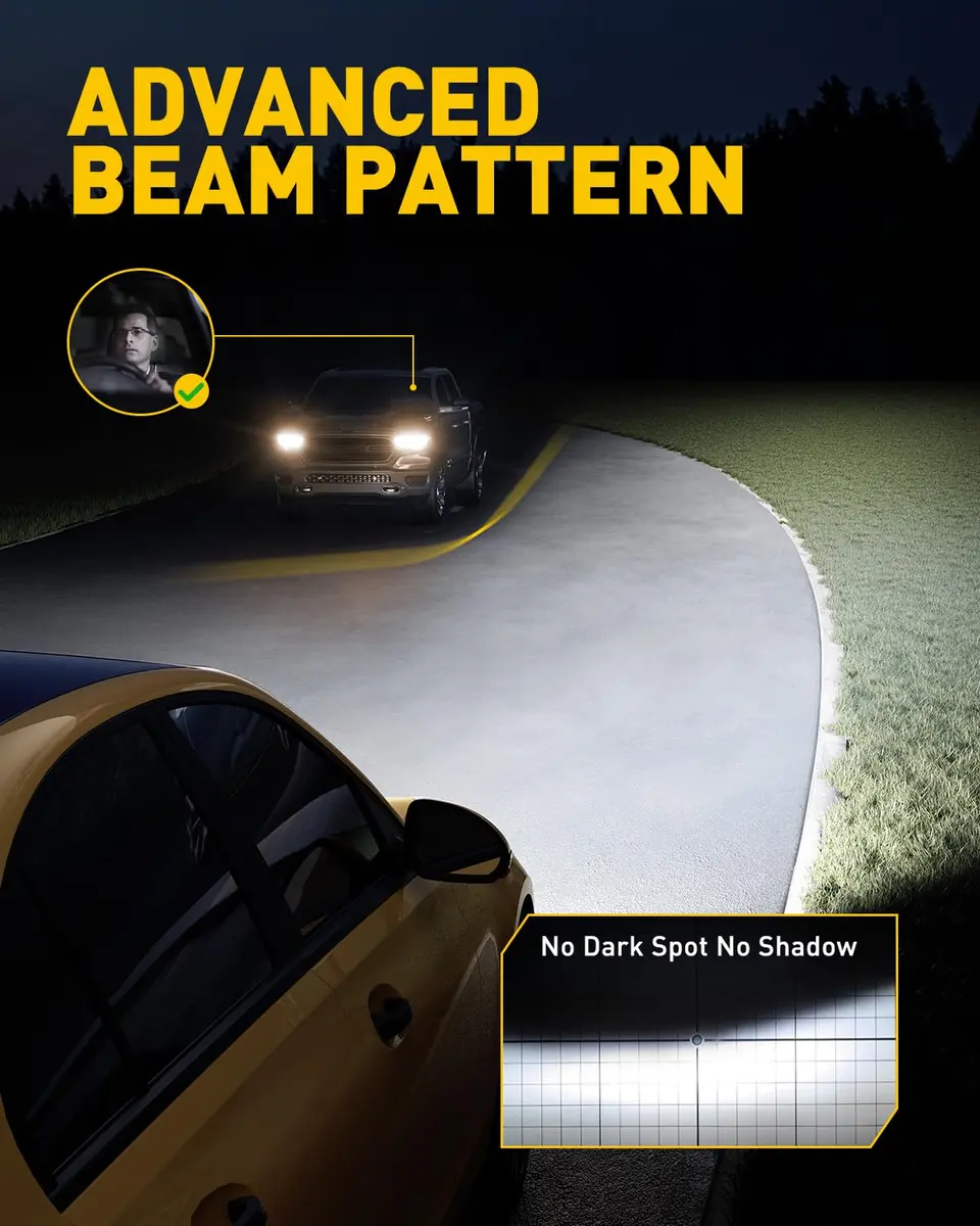 AUXITO 9005/9006 LED Headlight Bulbs HB3/HB4 1500% Brighter 6500K Cool White | SAE Compliant Beam Pattern - view 3