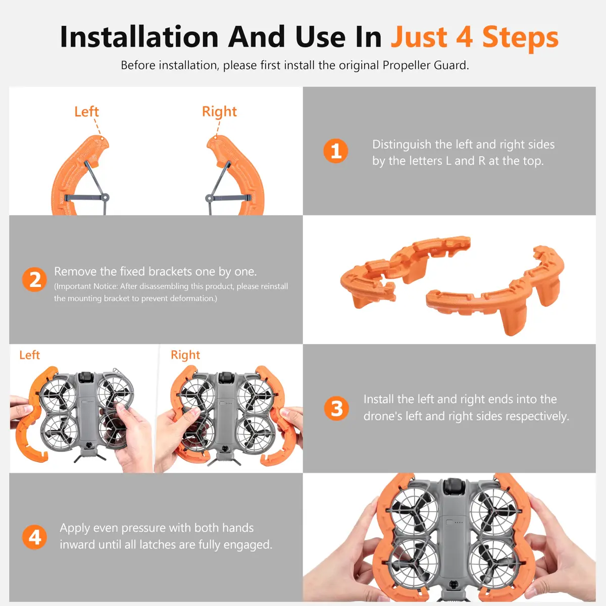 STARTRC Propeller Guard for DJI Neo 2, Orange, 36g (1.27 oz) | Shock-Absorbing EVA Foam - view 6