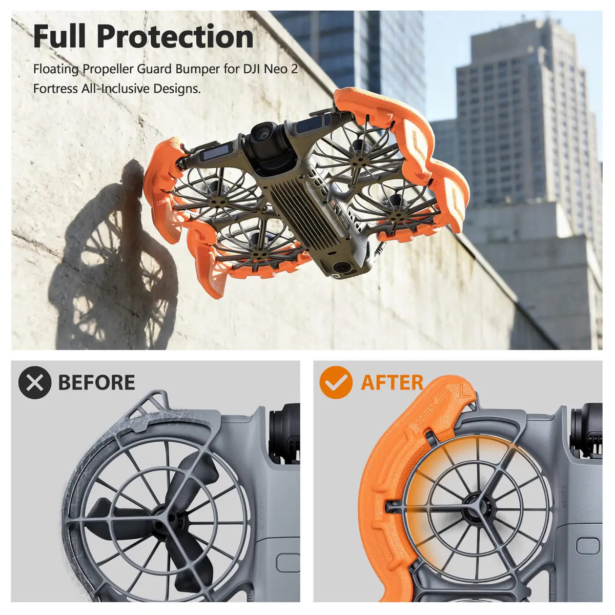 STARTRC Propeller Guard for DJI Neo 2, Orange, 36g (1.27 oz) | Shock-Absorbing EVA Foam - view 2