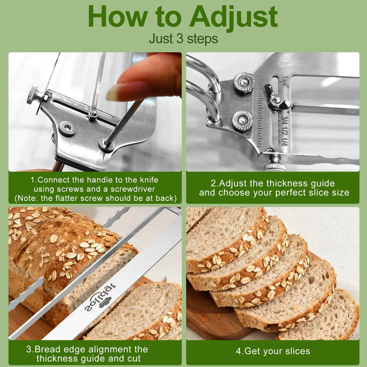 Solldgt Bread Slicer 9" Adjustable Stainless Steel | Perfect for Homemade Bread & Artisan Loaves - view 6