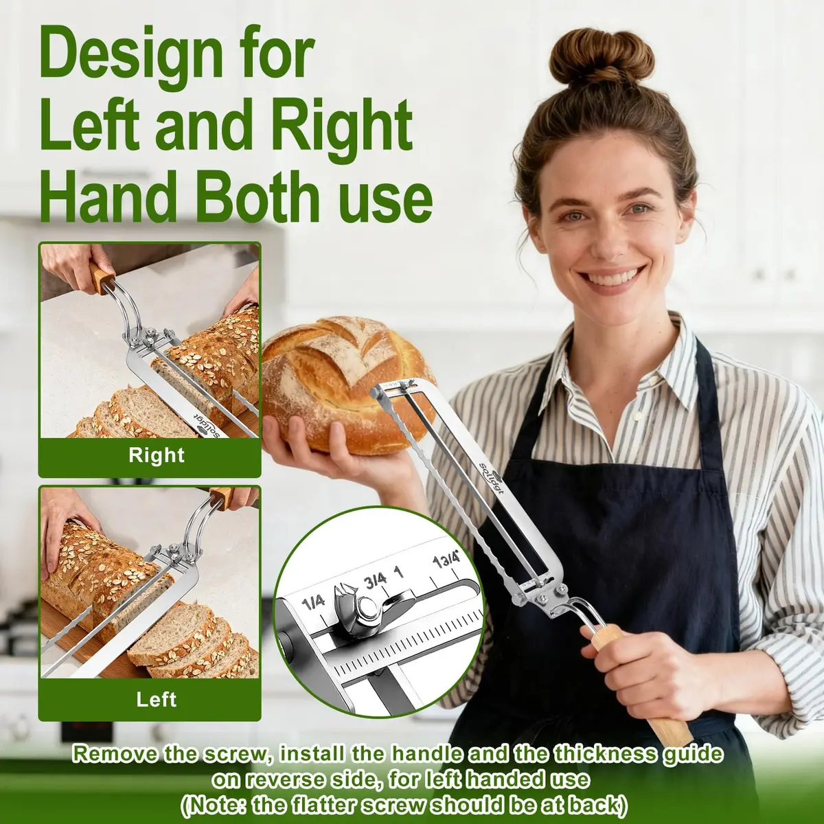 Solldgt Bread Slicer 9" Adjustable Stainless Steel | Perfect for Homemade Bread & Artisan Loaves - view 7