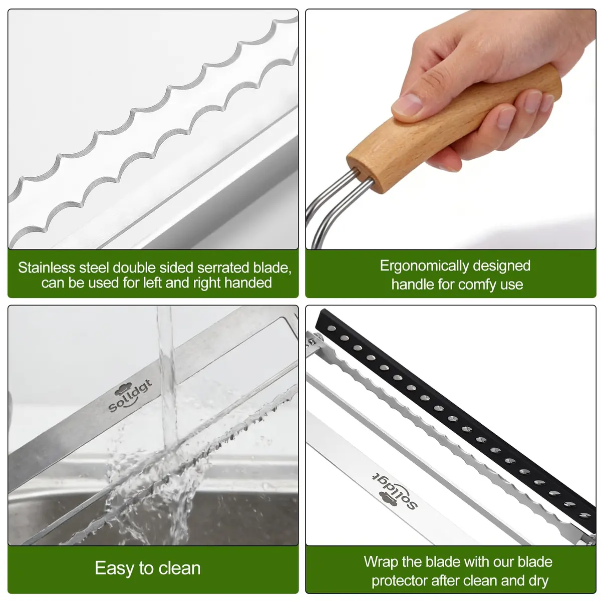 Solldgt Bread Slicer 9" Adjustable Stainless Steel | Perfect for Homemade Bread & Artisan Loaves - view 8