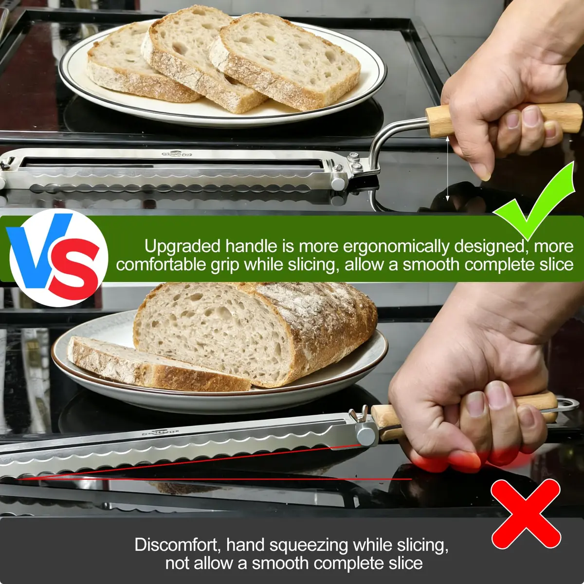 Solldgt Bread Slicer 9" Adjustable Stainless Steel | Perfect for Homemade Bread & Artisan Loaves - view 2
