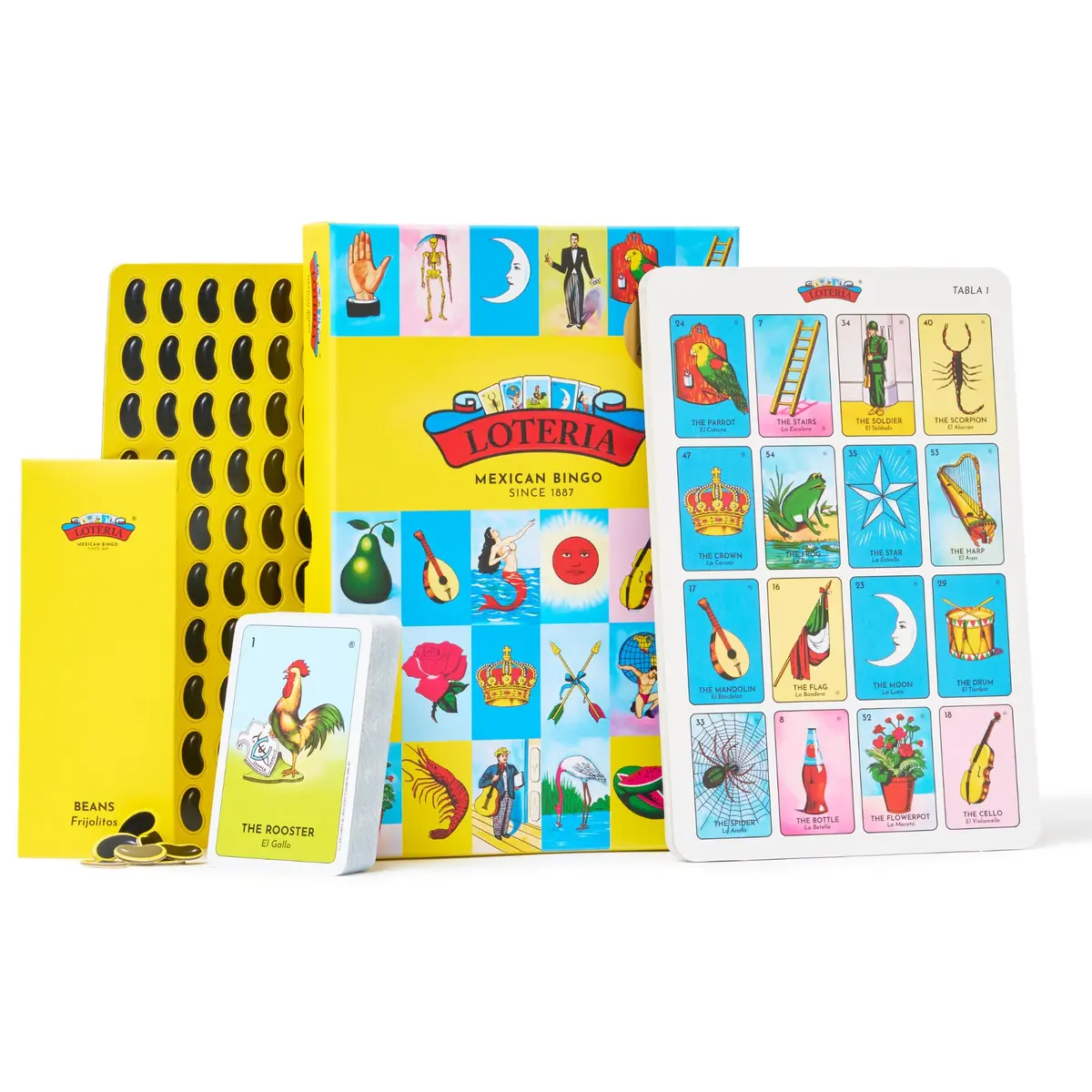 Loteria Game (Bilingual Edition) | Family & Educational Mexican Bingo for Kids & Adults, 54 Cards, 8 Reversible Boards, 108 Tokens - main product image