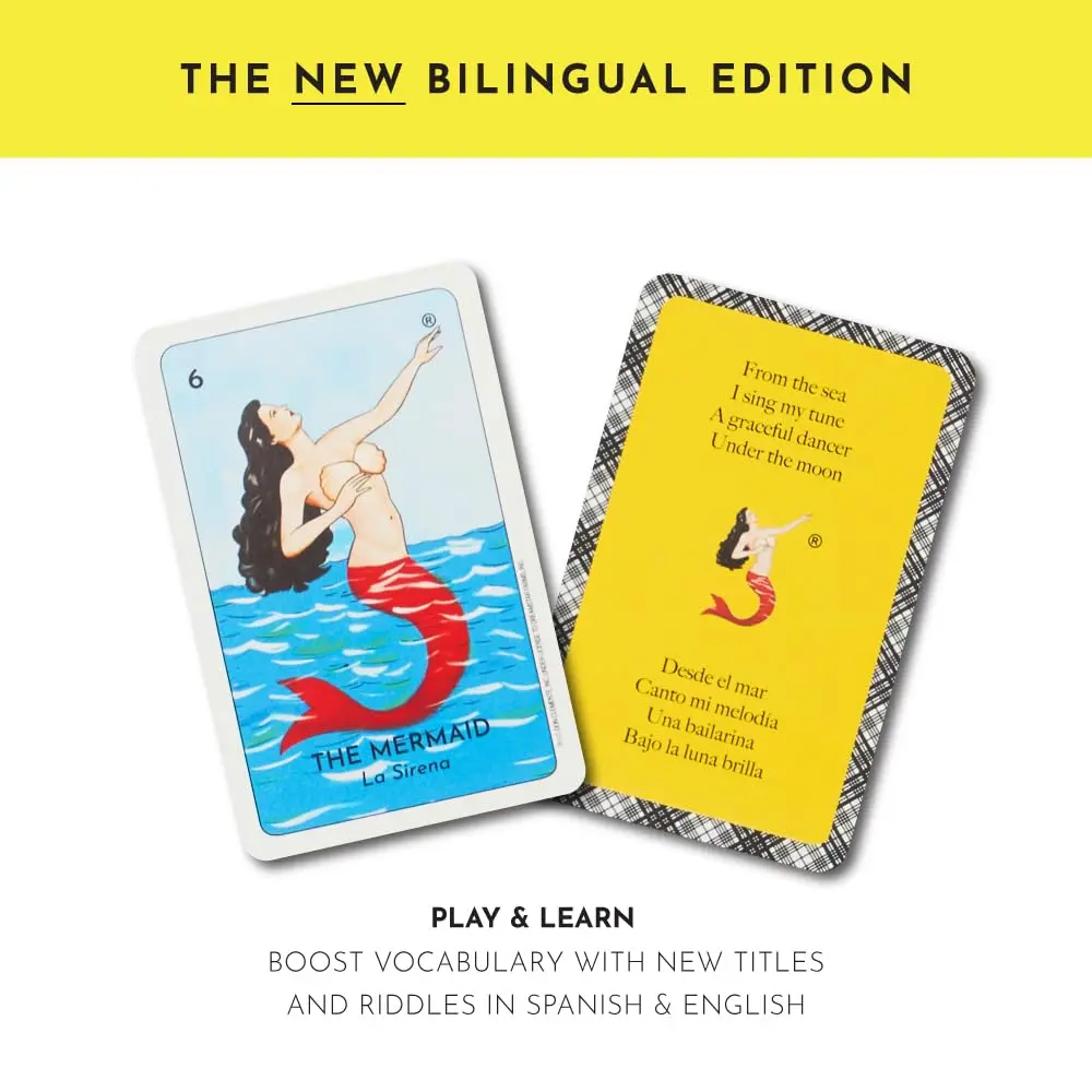 Loteria Game (Bilingual Edition) | Family & Educational Mexican Bingo for Kids & Adults, 54 Cards, 8 Reversible Boards, 108 Tokens - view 4