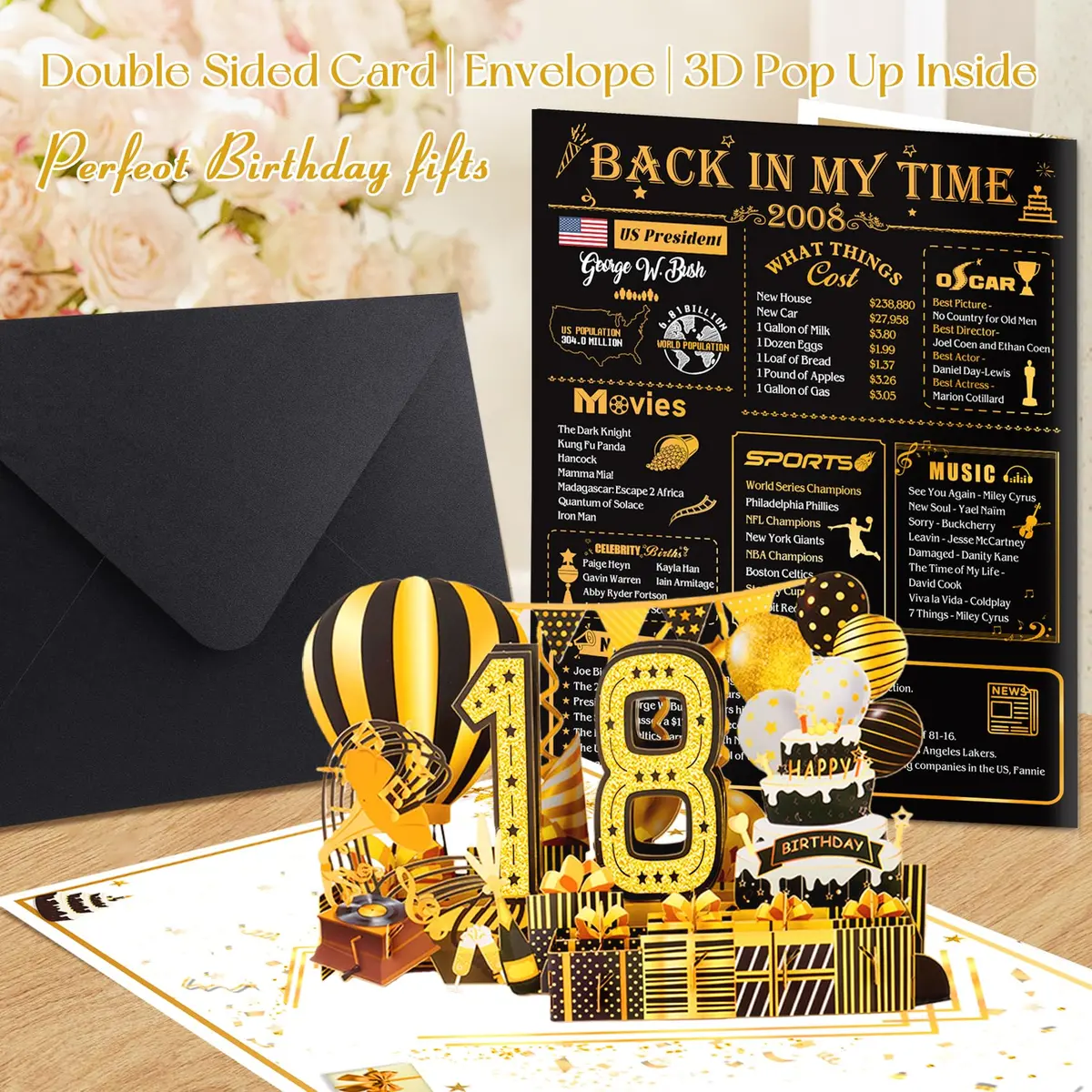 OLOSONG 18th Birthday Card for Girl Boy Son Daughter | 3D Pop Up, Glittery Design, 8" x 10" | Unique Milestone Gift - view 6