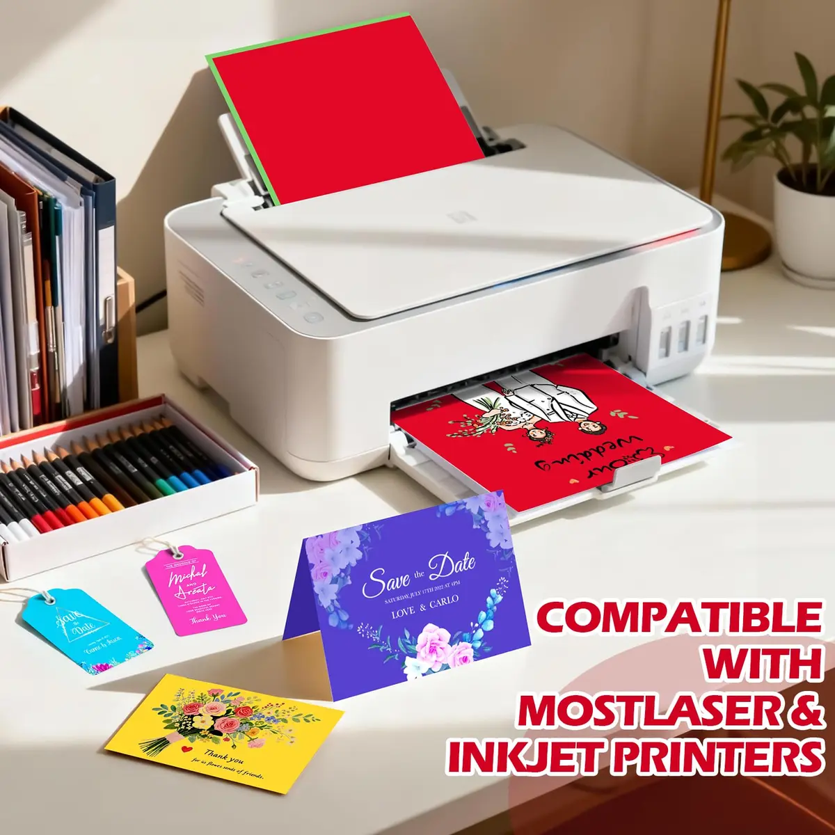 TUXIYA 80 Sheets 8.5" X 11" Colored Cardstock | Assorted Colors, 180 GSM, for Crafts & School Projects - view 5