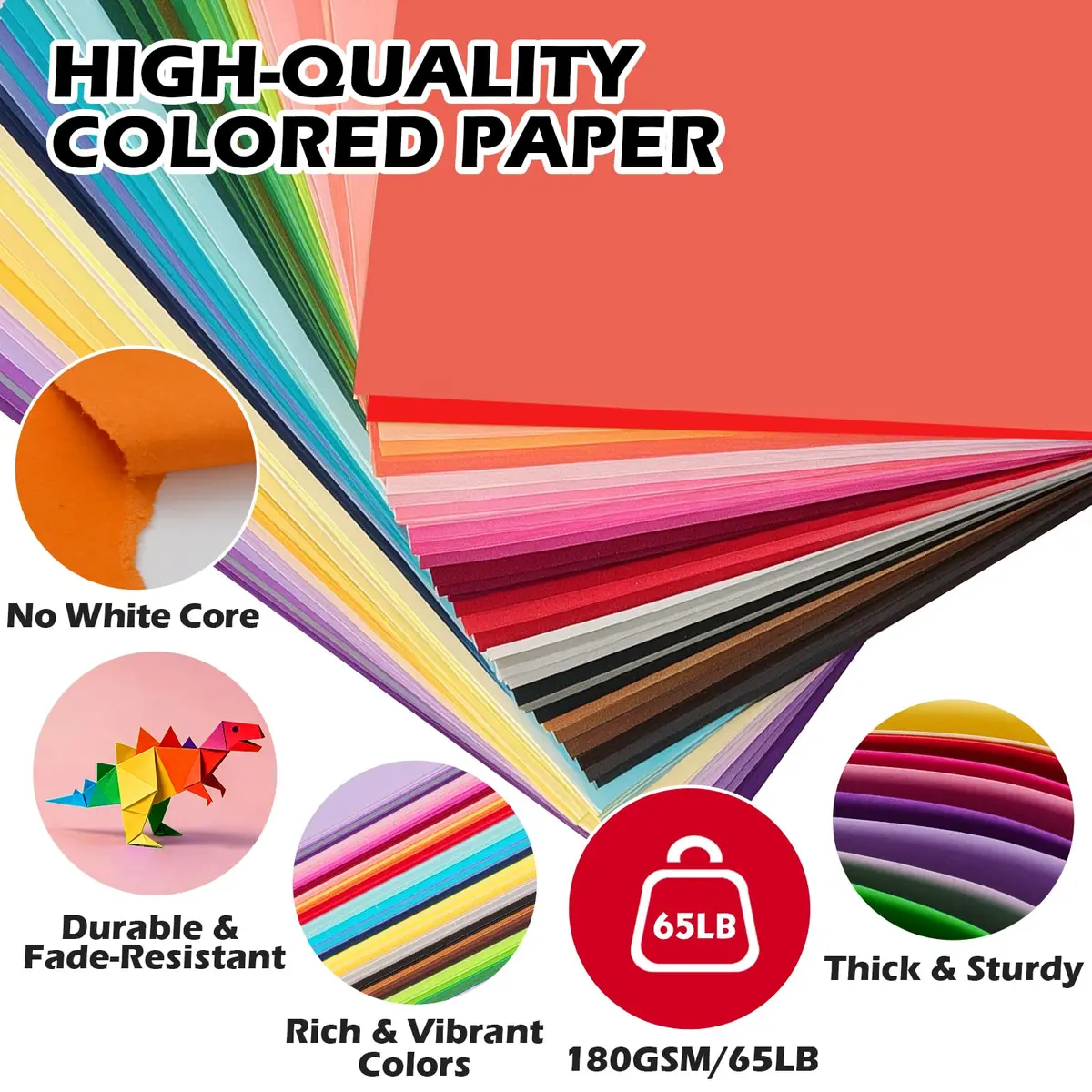 TUXIYA 80 Sheets 8.5" X 11" Colored Cardstock | Assorted Colors, 180 GSM, for Crafts & School Projects - view 4