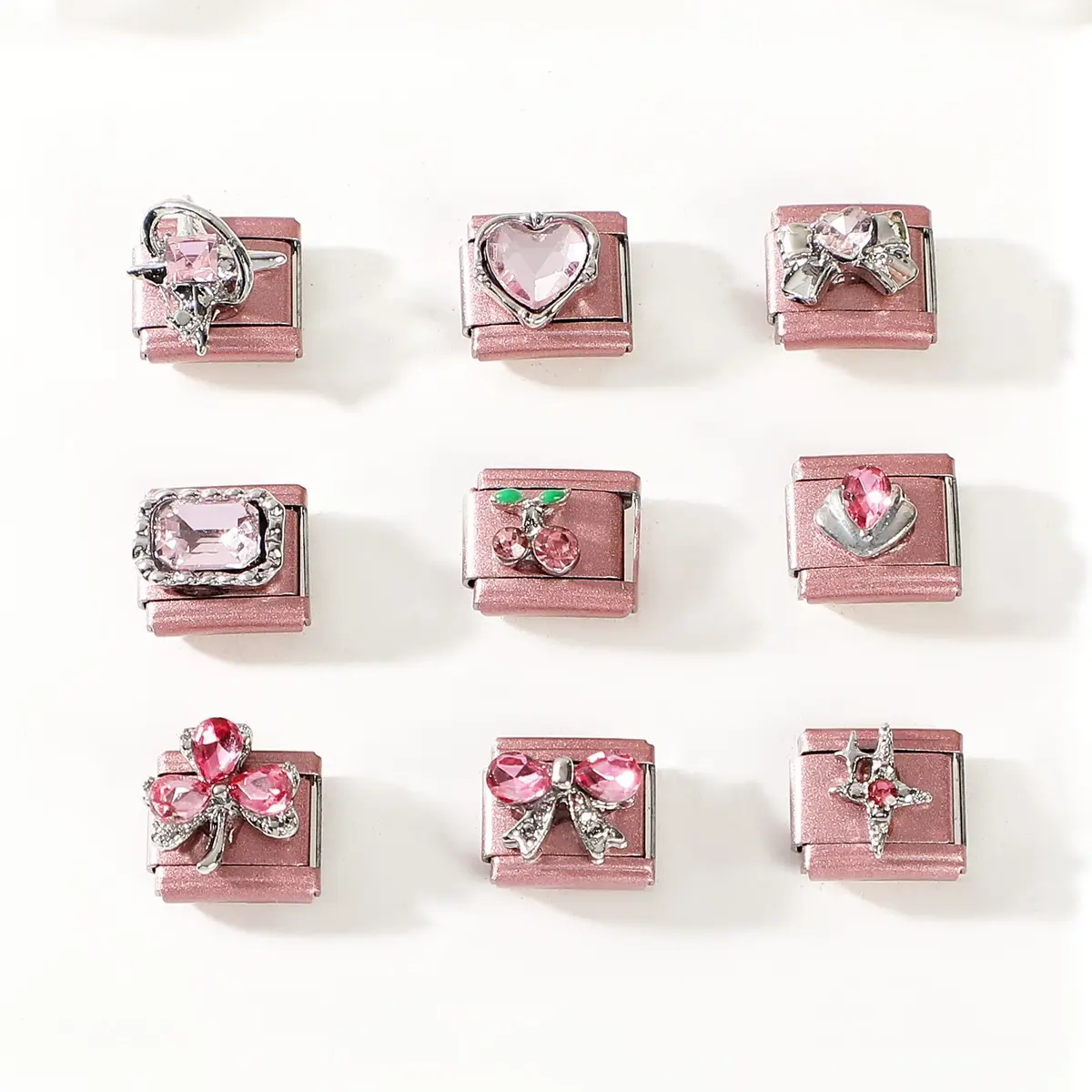 ITingstere Charm Bracelet Pink 22Pcs Glitter Set | Italian Style Jewelry for Women - view 6