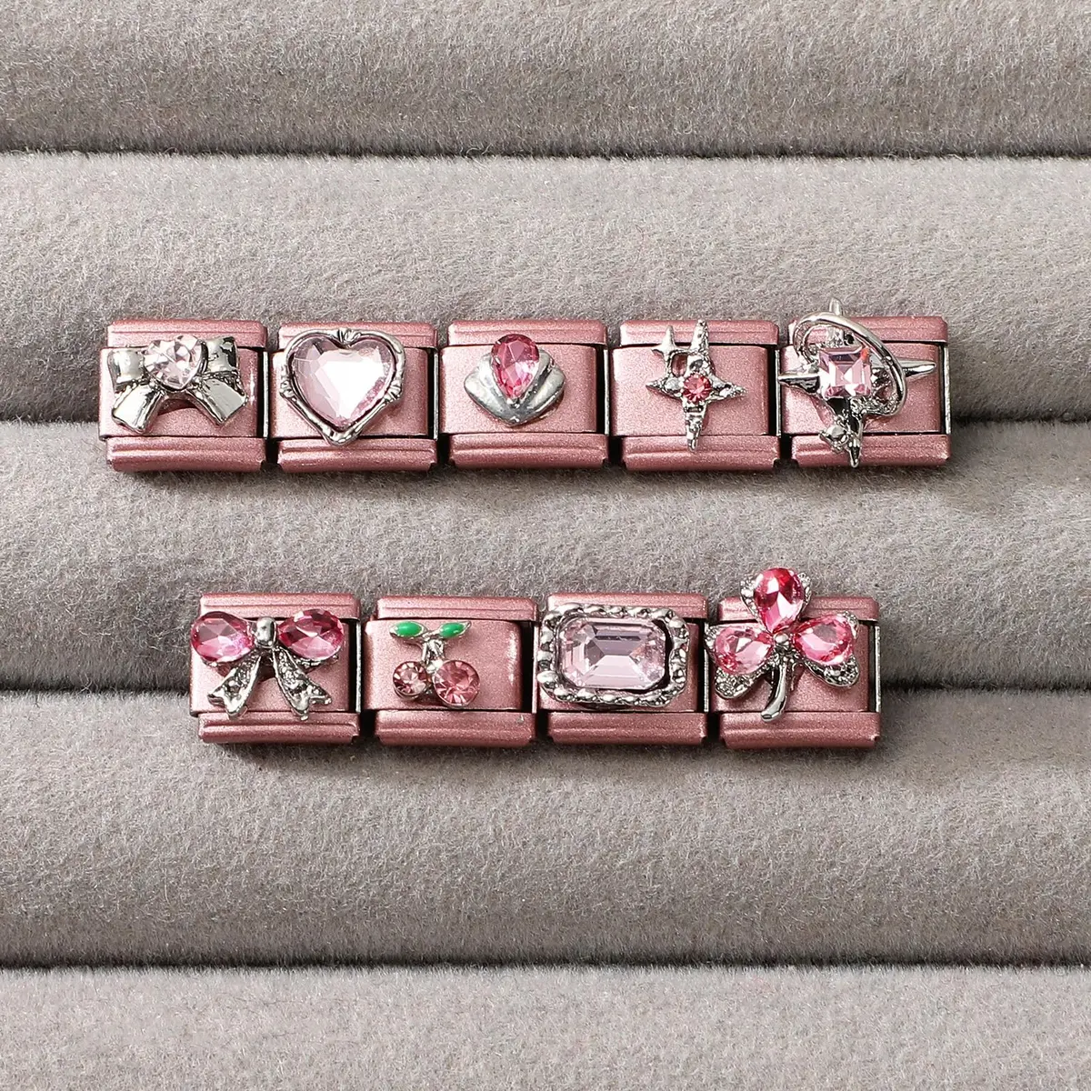 ITingstere Charm Bracelet Pink 22Pcs Glitter Set | Italian Style Jewelry for Women - view 8