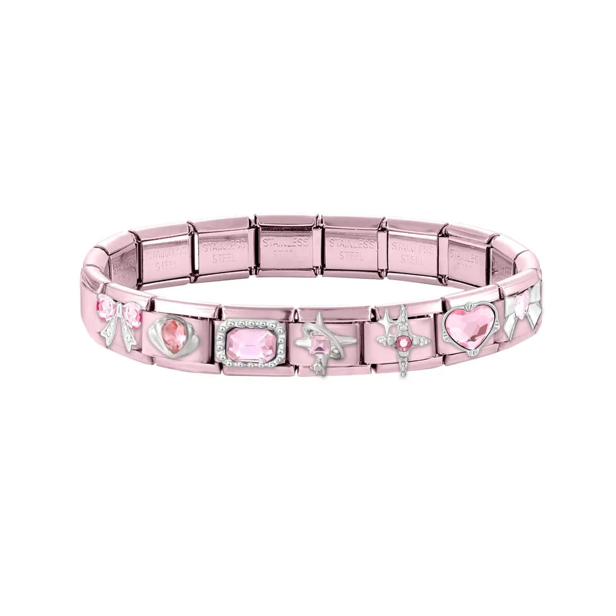 ITingstere Charm Bracelet Pink 22Pcs Glitter Set | Italian Style Jewelry for Women - view 2