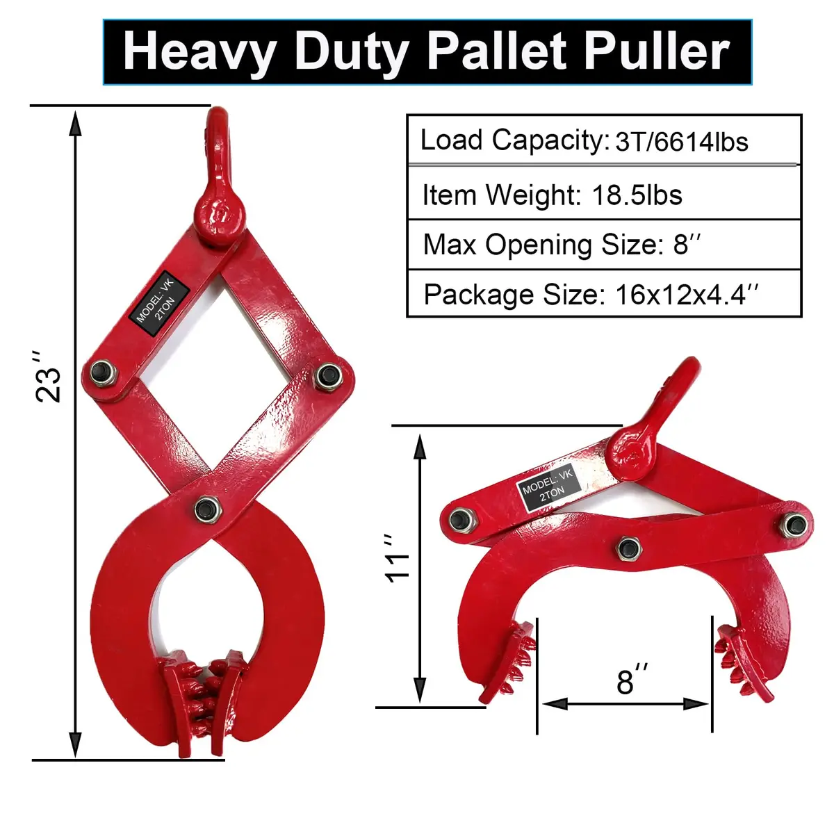 BONOOTH Pallet Puller Clamp 3T (6615 LBS) | 28.5 cm (11 Inches) Jaw Opening - view 3