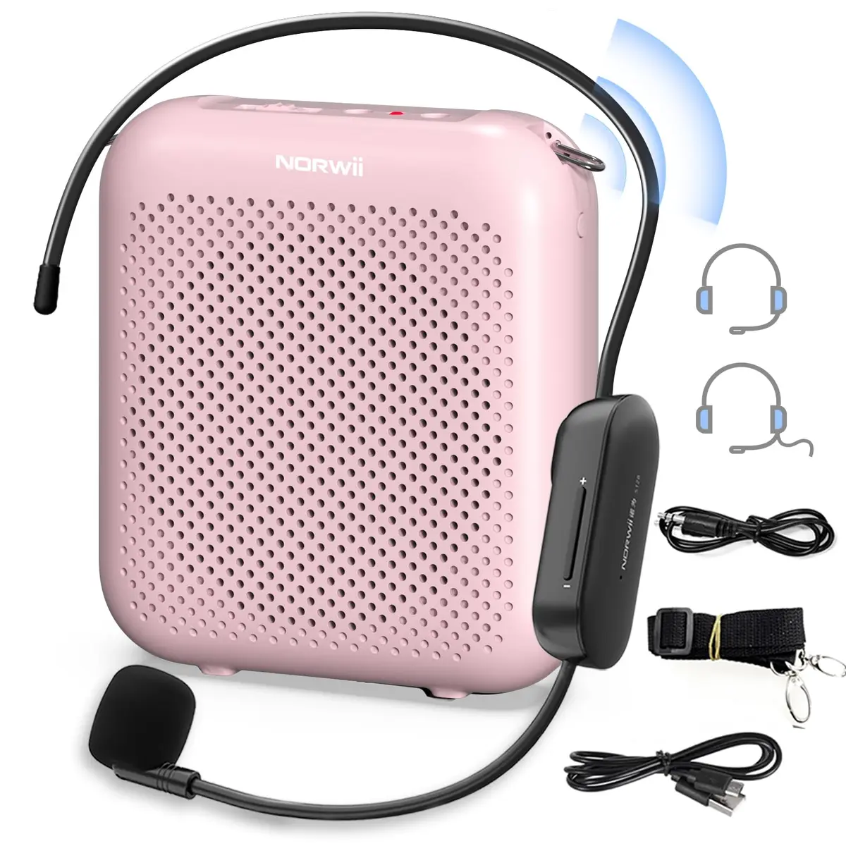 Norwii 15W Portable Voice Amplifier with Bluetooth Speaker & Dual Microphones (Pink) | Clear, Distortion-Free Sound for Teachers & Presenters - main product image