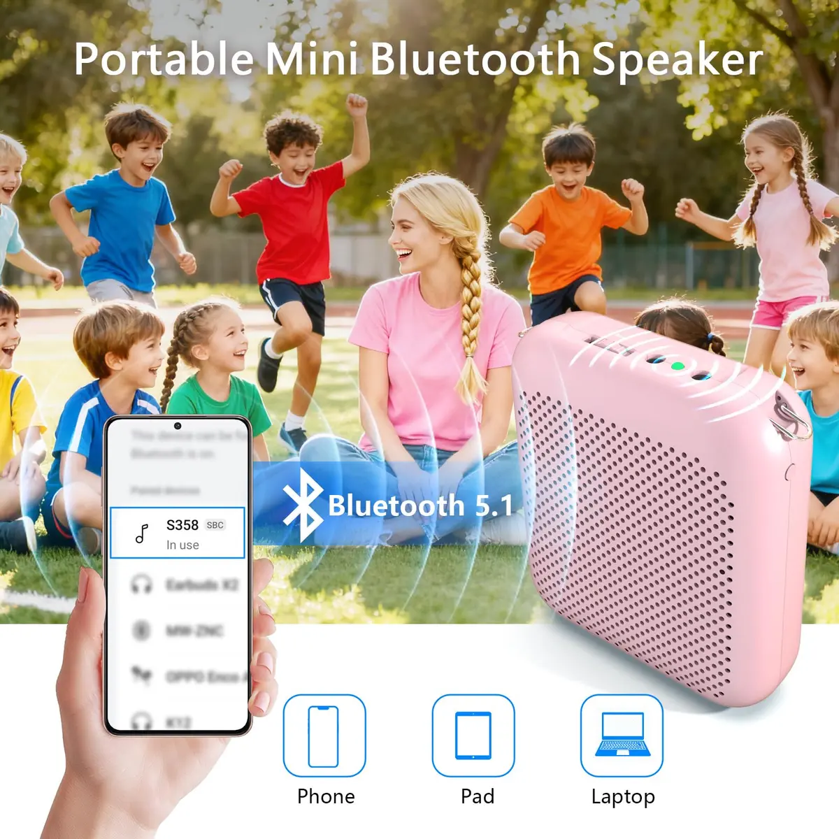 Norwii 15W Portable Voice Amplifier with Bluetooth Speaker & Dual Microphones (Pink) | Clear, Distortion-Free Sound for Teachers & Presenters - view 6