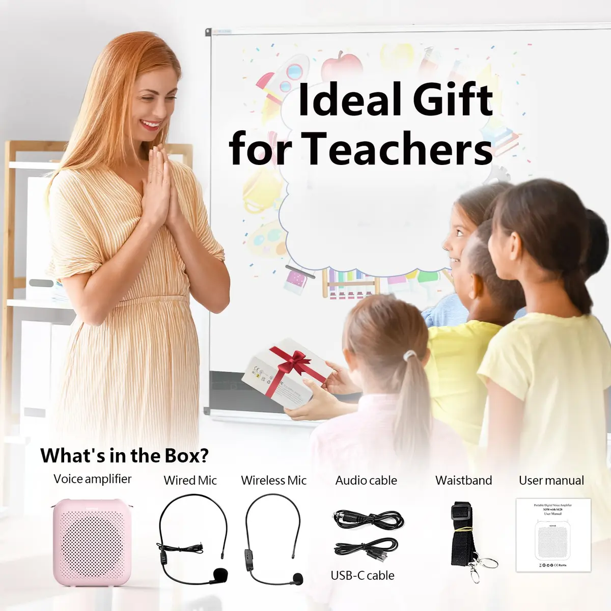 Norwii 15W Portable Voice Amplifier with Bluetooth Speaker & Dual Microphones (Pink) | Clear, Distortion-Free Sound for Teachers & Presenters - view 9