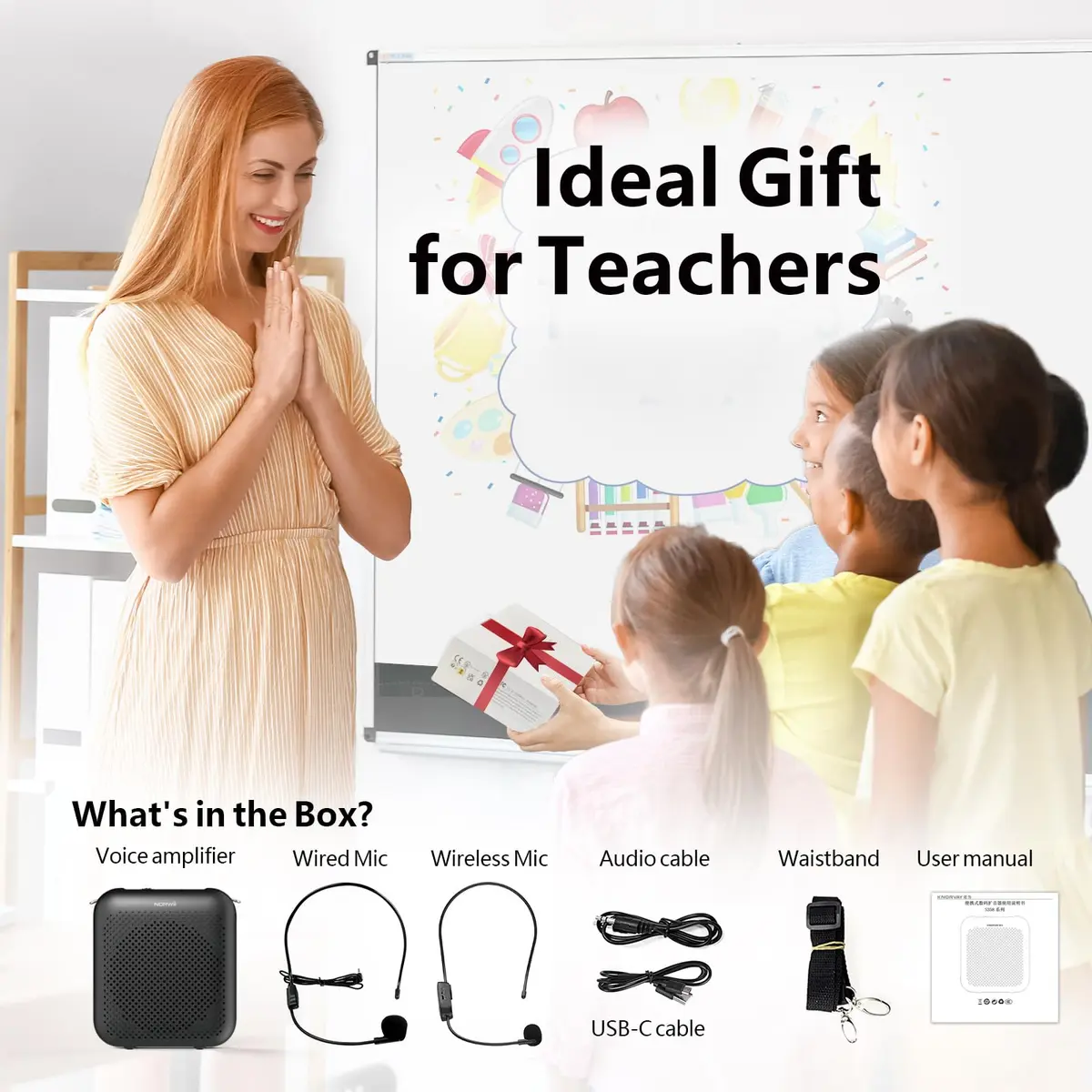 Norwii 15W Portable Voice Amplifier with Bluetooth Speaker & Dual Mics | 30m Wireless Range, 12-Hr Battery - view 9