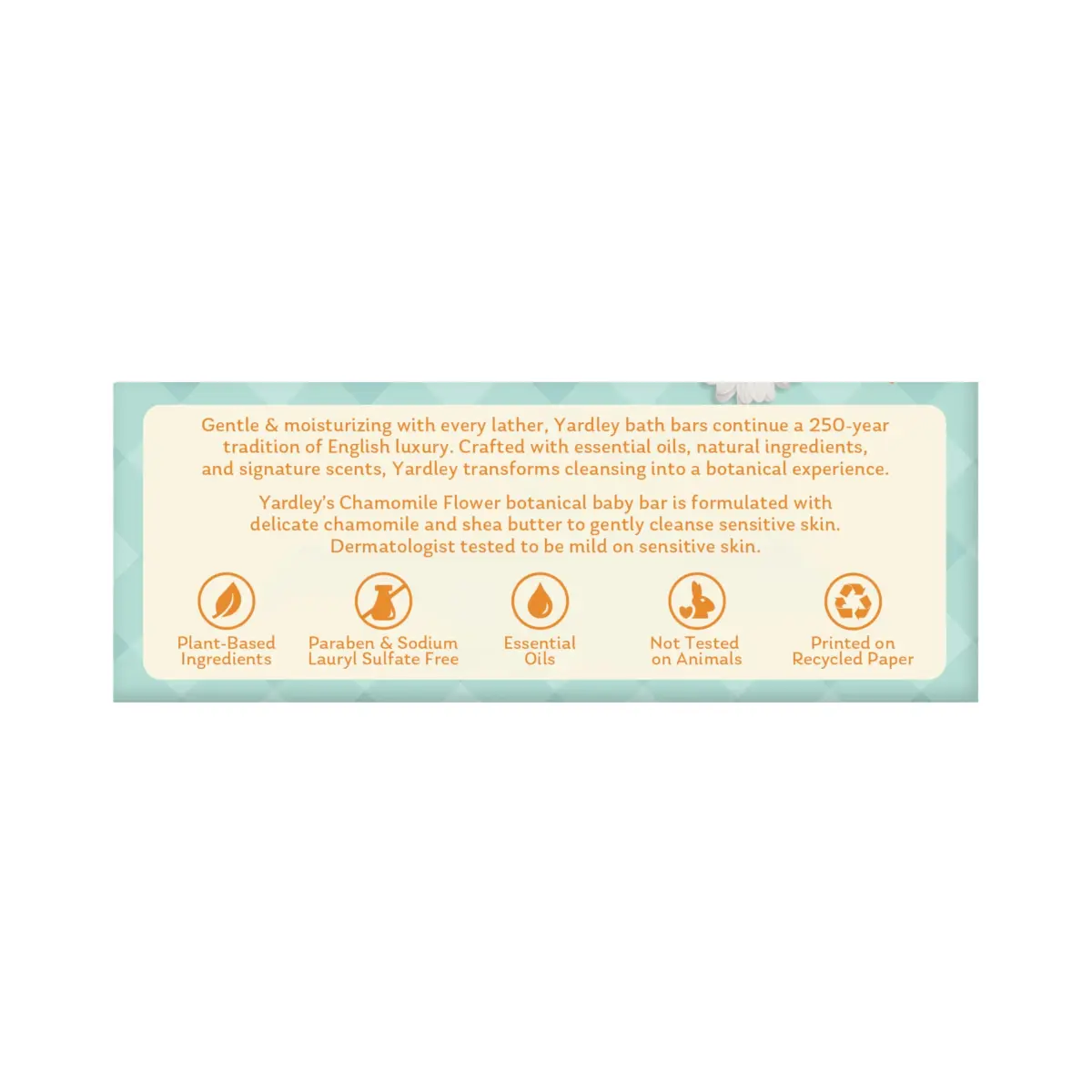 Yardley London Moisturizing Bath Bar Soap for Sensitive Skin, Chamomile Flower 113g (4 Oz) | Gentle Plant-Based Ingredients - view 8