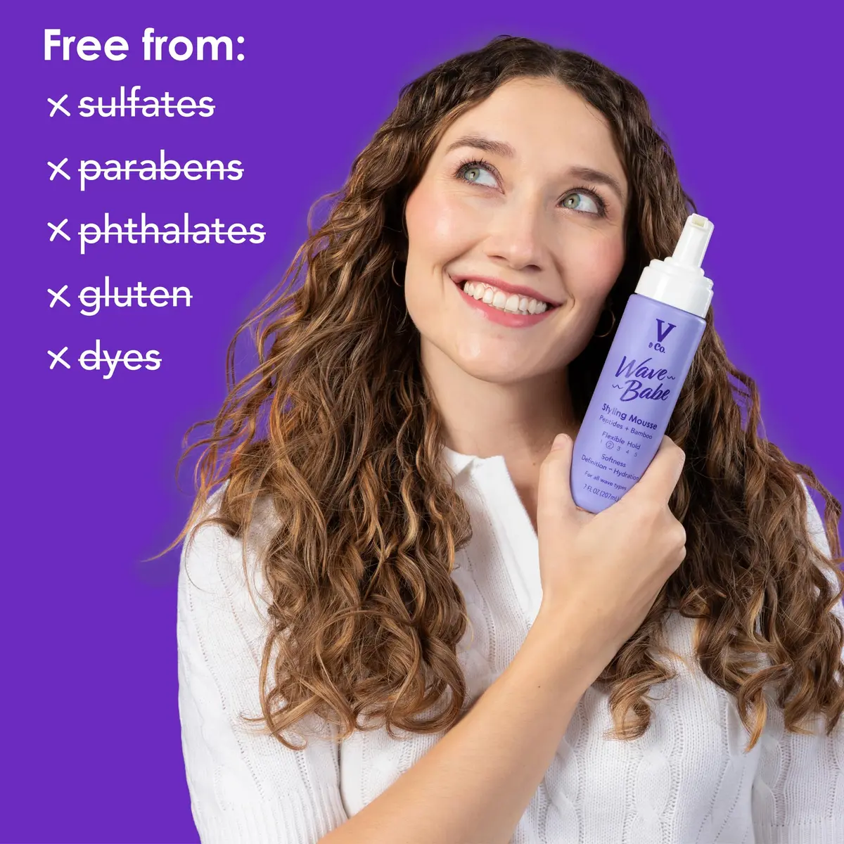 V&Co. Wave Babe Styling Mousse (2 Pack) – Lightweight Frizz Control & Volume for Wavy Hair - view 4