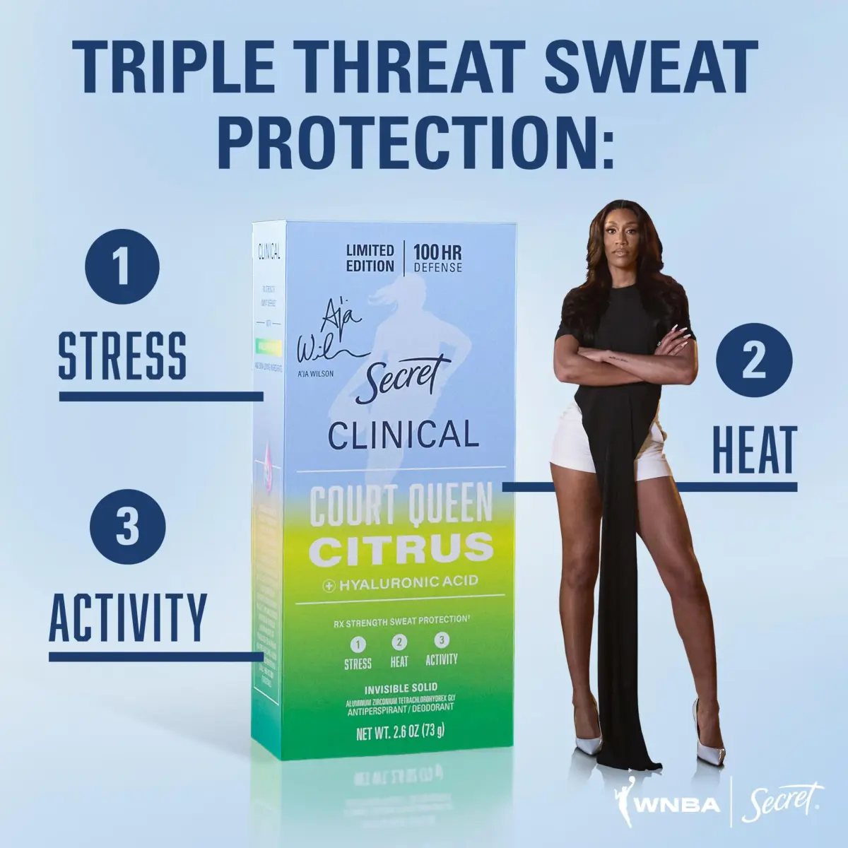 Secret Clinical Strength Invisible Solid Antiperspirant Deodorant for Women, Court Queen Citrus Scent, 76.6 ml (2.6 oz) - view 2