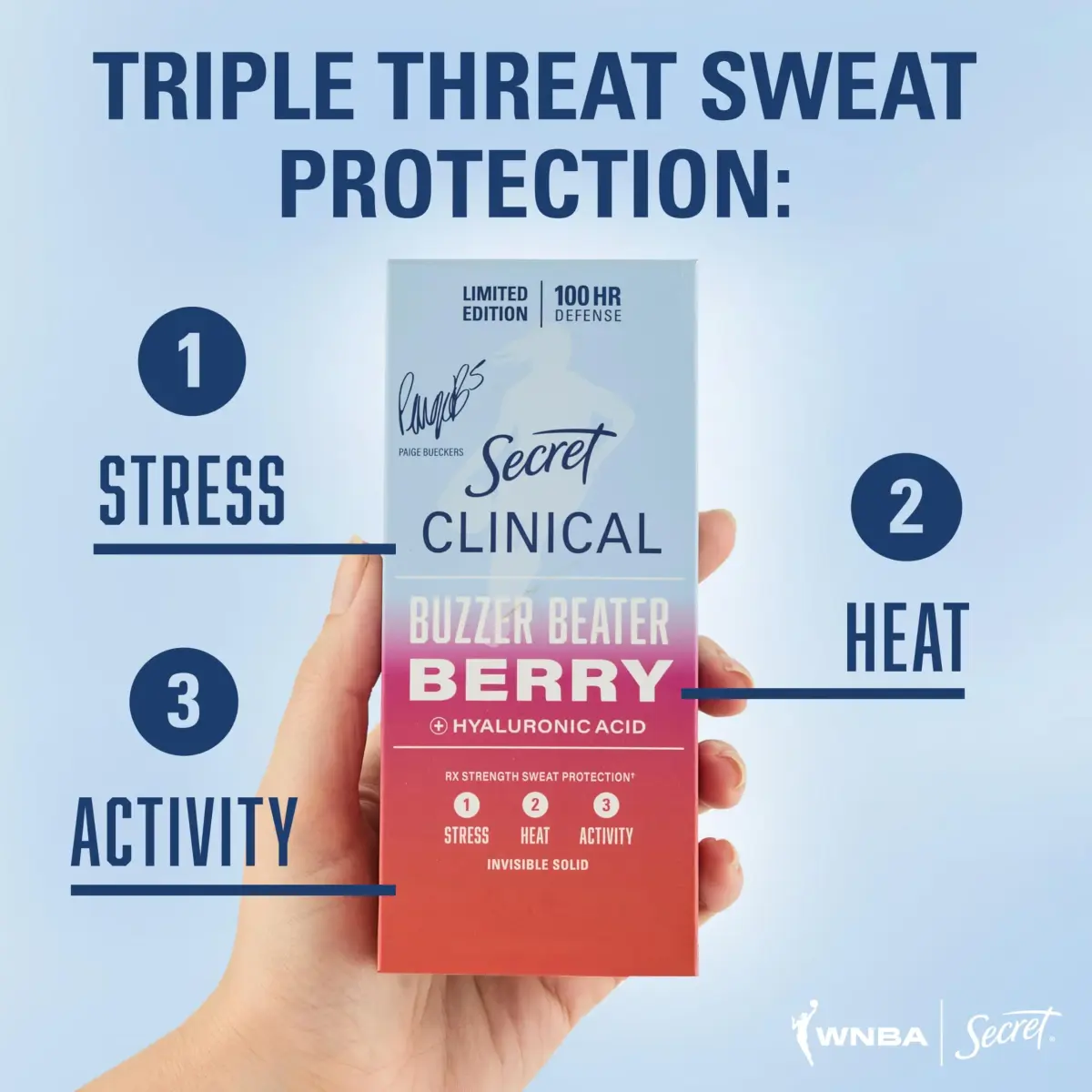 Secret Clinical Strength Invisible Solid Antiperspirant Deodorant for Women, Paige Bueckers Edition, Buzzer Beater Berry Scent, 76.6g (2.6 oz) - view 2
