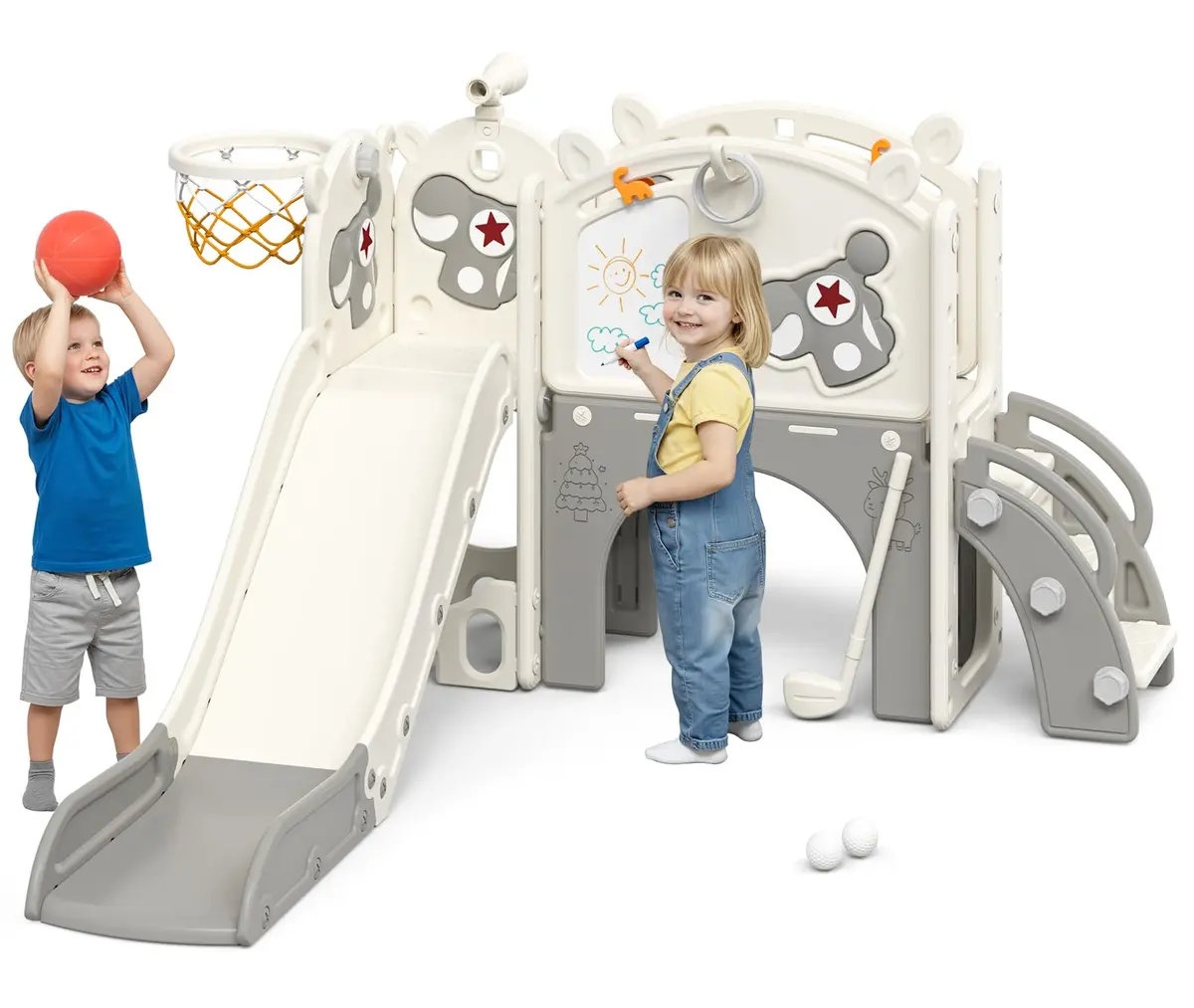 mloong Toddler Slide for Kids - 10 in 1 Indoor & Outdoor Playset (54×62×39in) | Safe, Durable & Easy Assembly - main product image