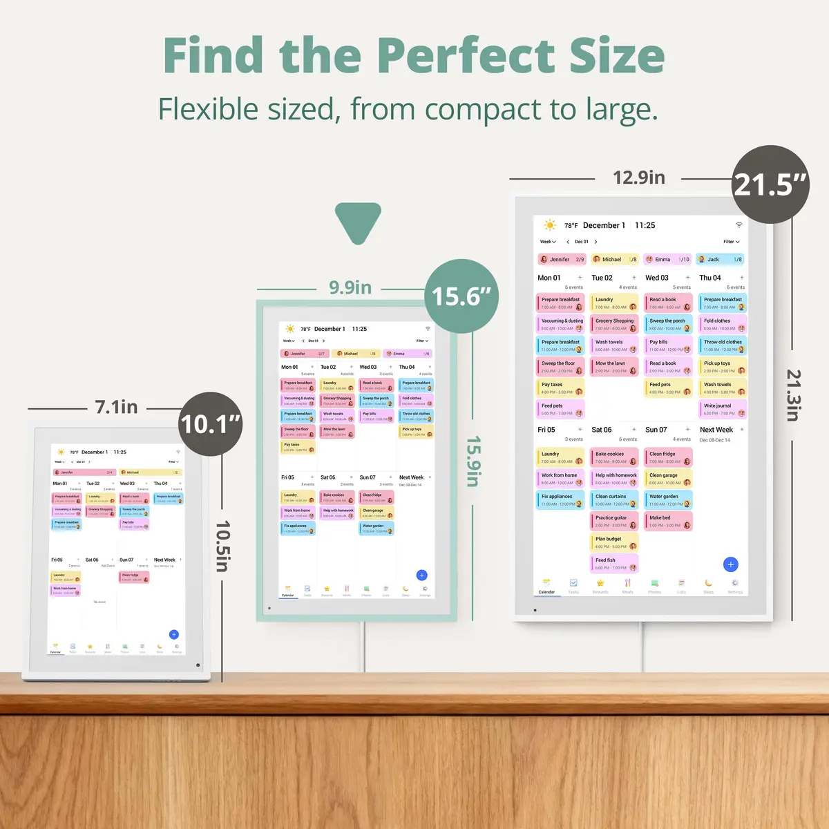 Dragon Touch 15.6 inch Digital Calendar & Chore Chart | Touchscreen Family Planner, Digital Picture Frame in Green - view 9
