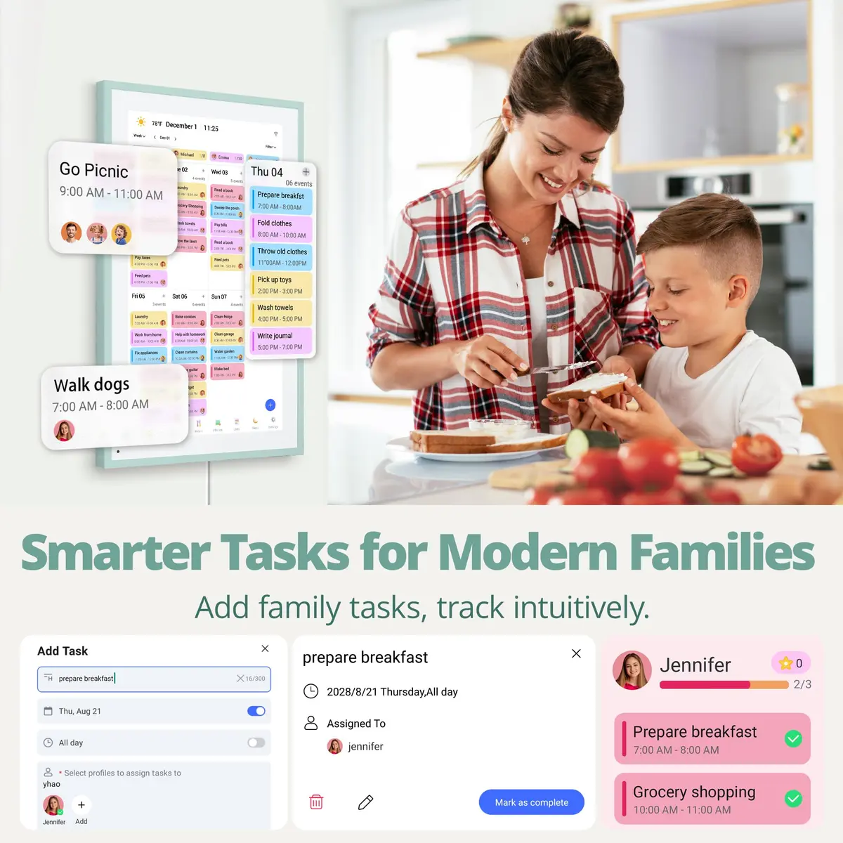 Dragon Touch 15.6 inch Digital Calendar & Chore Chart | Touchscreen Family Planner, Digital Picture Frame in Green - view 3
