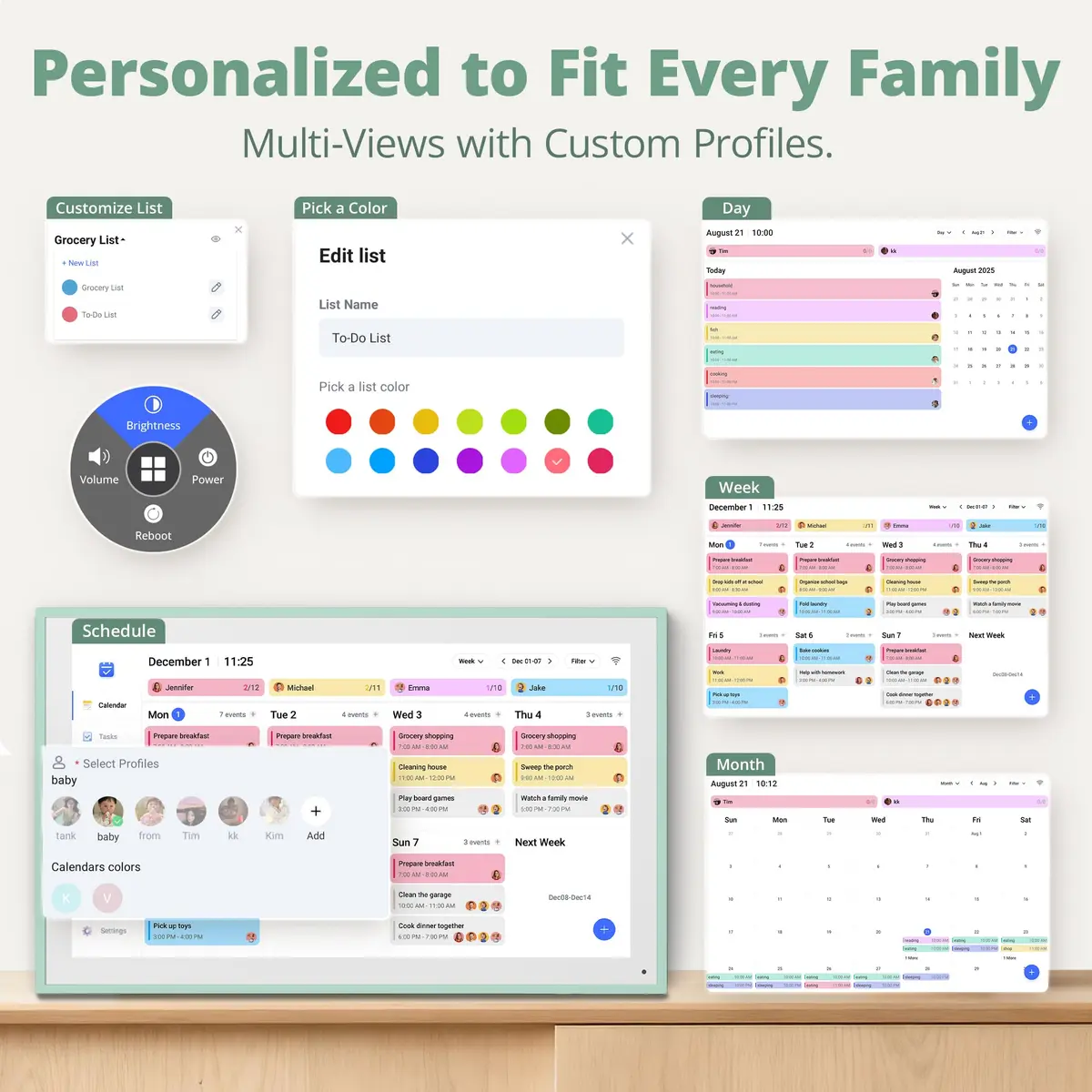 Dragon Touch 15.6 inch Digital Calendar & Chore Chart - Touchscreen Family Planner, Digital Picture Frame for Mom, Women, Christmas & Weddings Mint Green - view 7