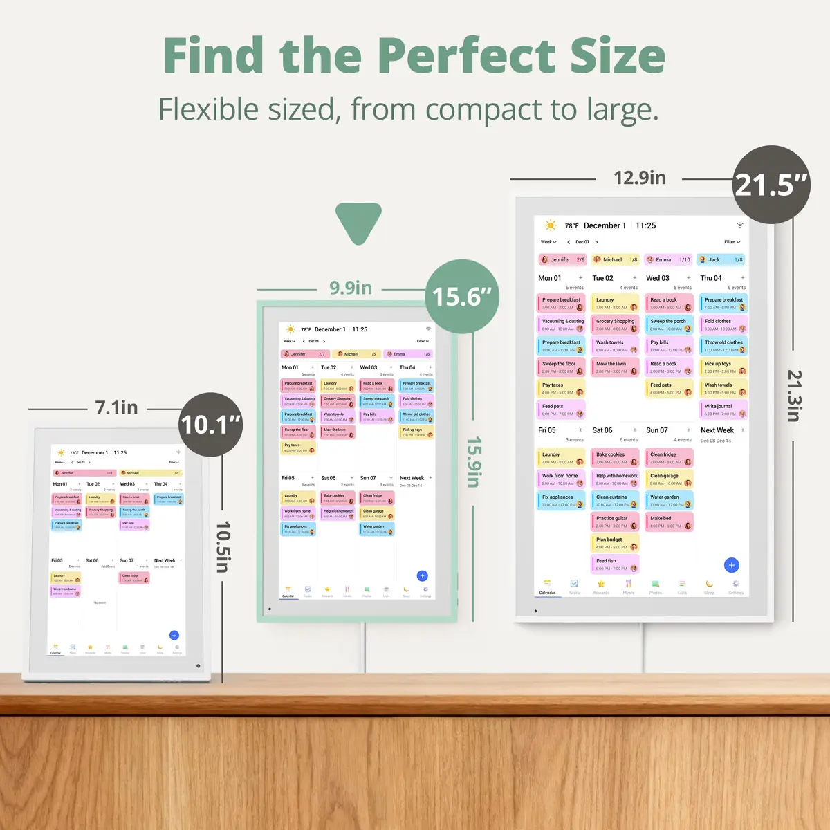 Dragon Touch 15.6 inch Digital Calendar & Chore Chart - Touchscreen Family Planner, Digital Picture Frame for Mom, Women, Christmas & Weddings Mint Green - view 9