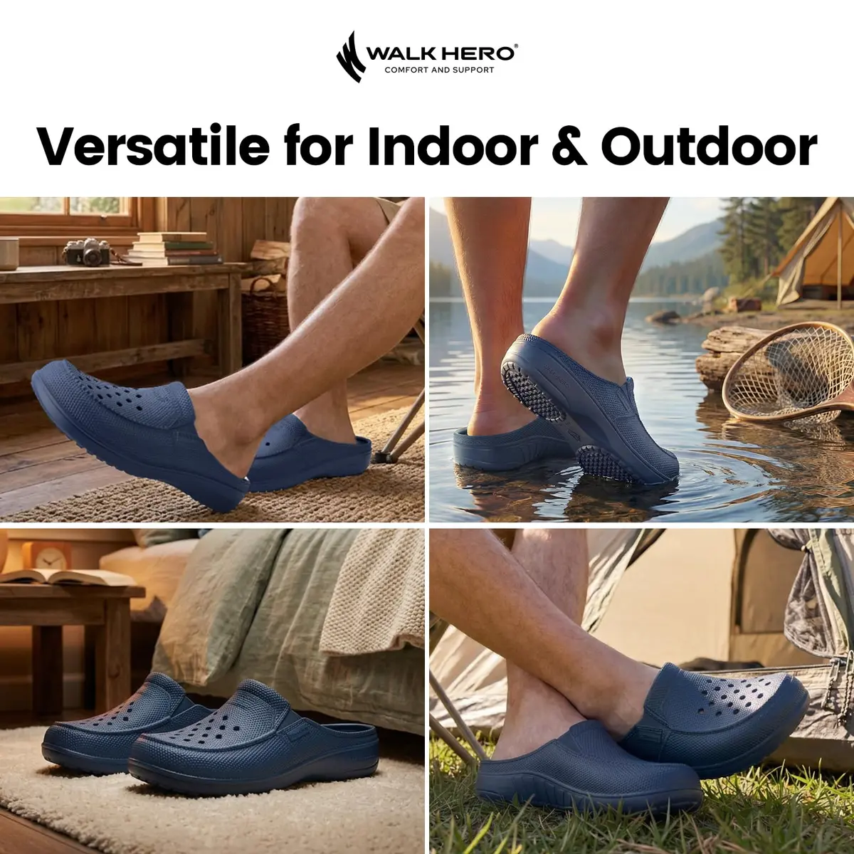 WALK·HERO COMFORT AND SUPPORT Garden Clogs for Men with Arch Support, Cushion Footbed | Lightweight, Slip-Resistant, Wide Toe - view 6