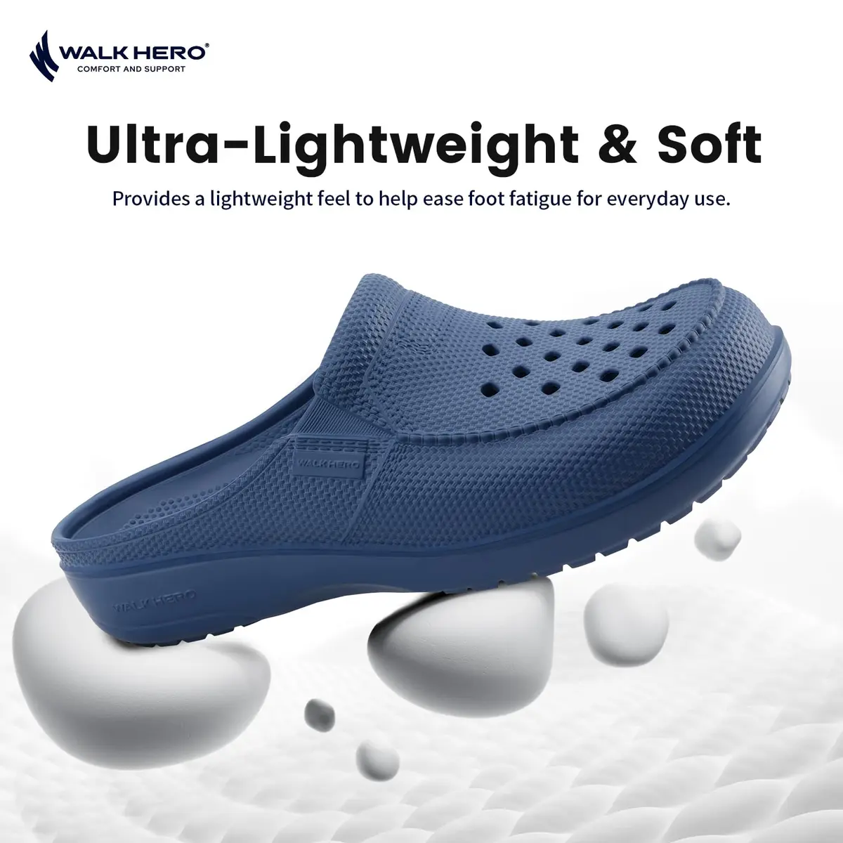 WALK·HERO COMFORT AND SUPPORT Garden Clogs for Men with Arch Support, Cushion Footbed | Lightweight, Slip-Resistant, Wide Toe - view 2