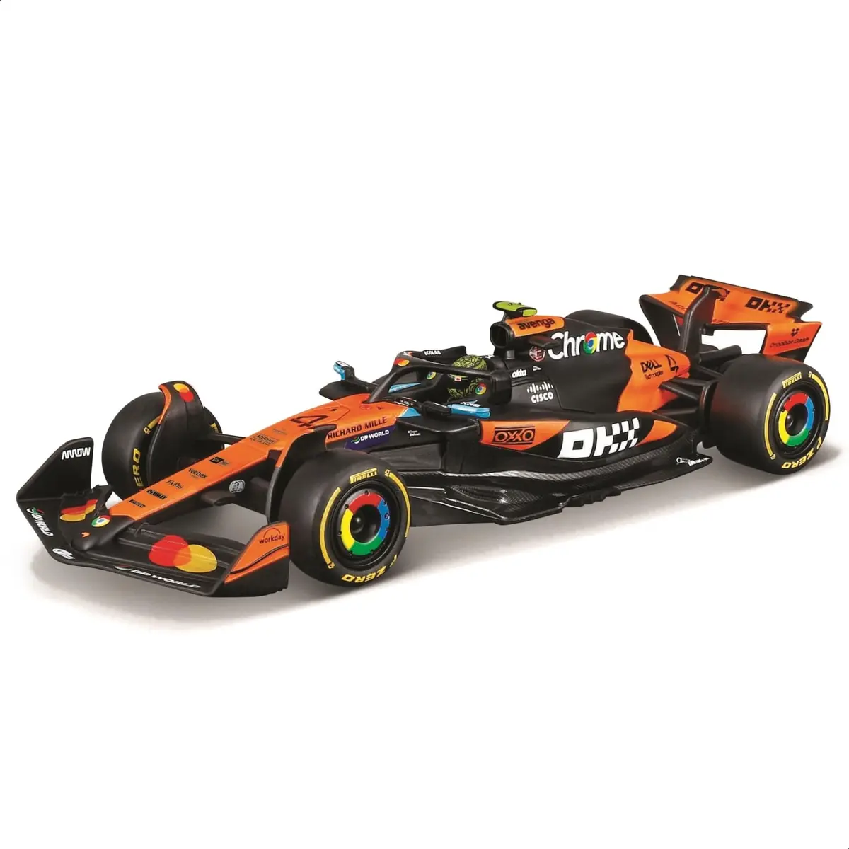 Bburago 1:43 Race Formula McLaren MCL39 w/Helmet (2025) Norris #4 | Highly detailed die-cast replica for collectors and kids - view 2