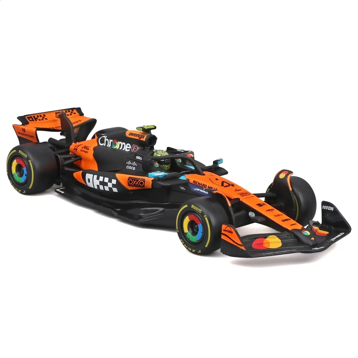 Bburago 1:43 Race Formula McLaren MCL39 w/Helmet (2025) Norris #4 | Highly detailed die-cast replica for collectors and kids - view 3