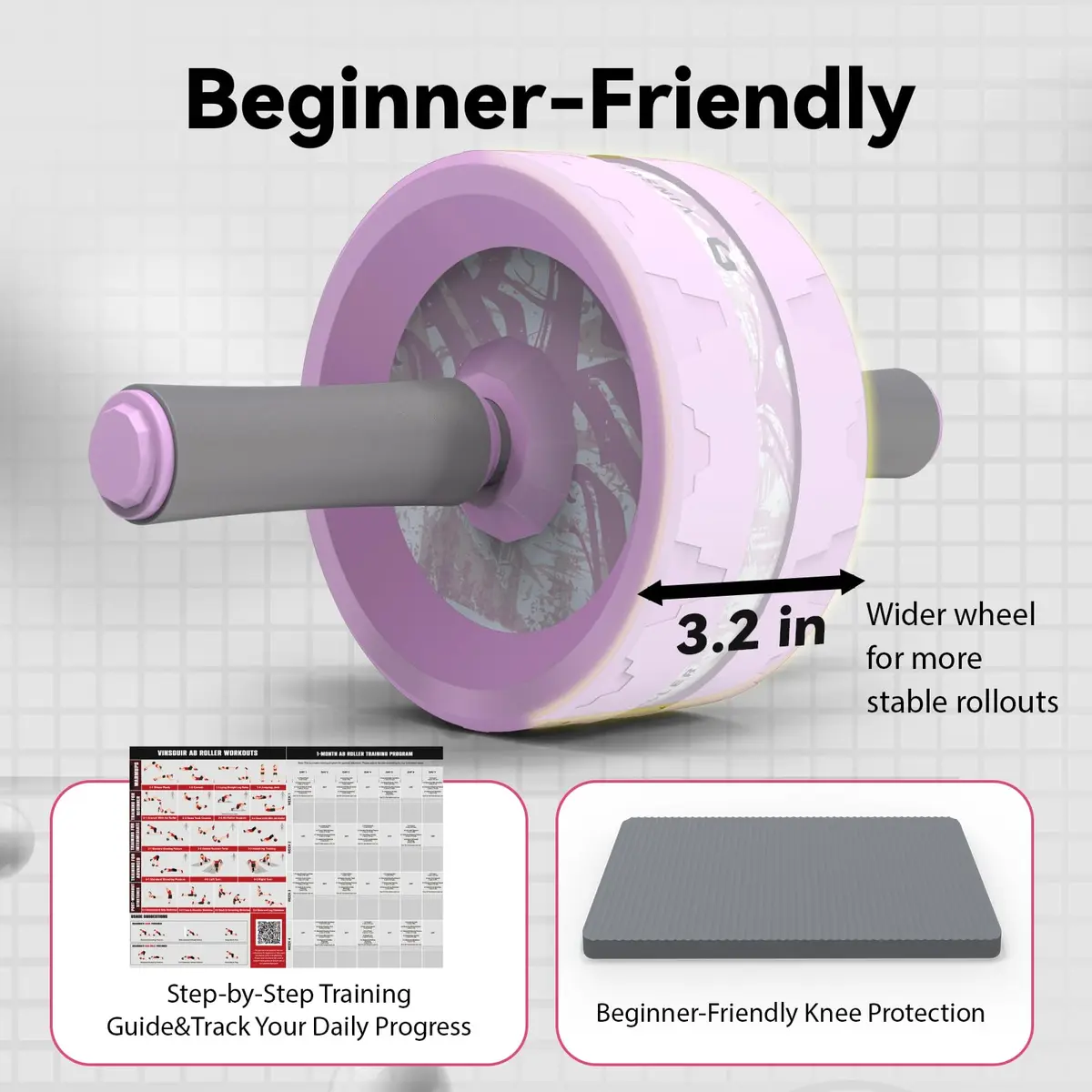 VINSGUIR Ab Roller Wheel for Home Gym with Knee Pad | Core & Abs Workout Equipment - view 6
