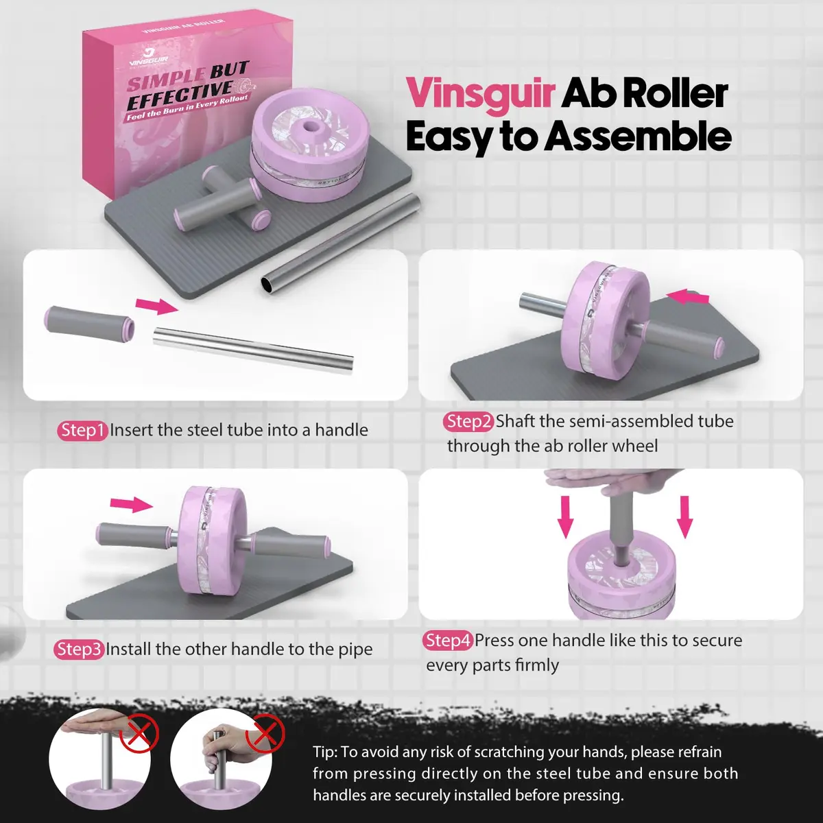 VINSGUIR Ab Roller Wheel for Home Gym with Knee Pad | Core & Abs Workout Equipment - view 8
