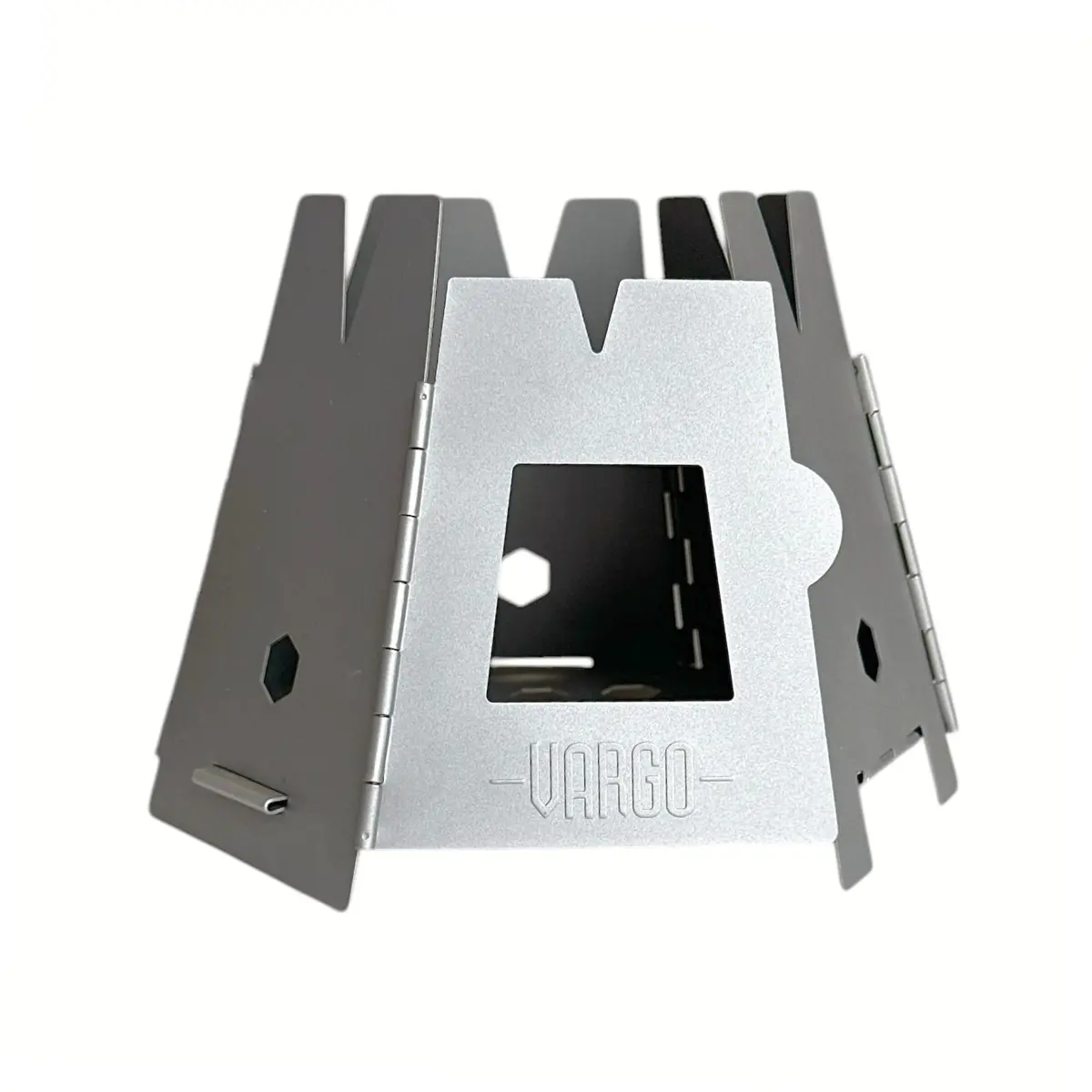 Vargo Hexagon 2 Wood Stove Titanium 5" x 3" x 4" | Portable, Foldable & Efficient - main product image