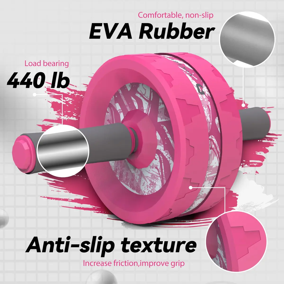 VINSGUIR Ab Roller Wheel for Home Gym, Abs & Core Strength Workout with Knee Pad Set | Portable, Durable & Supportive - view 5