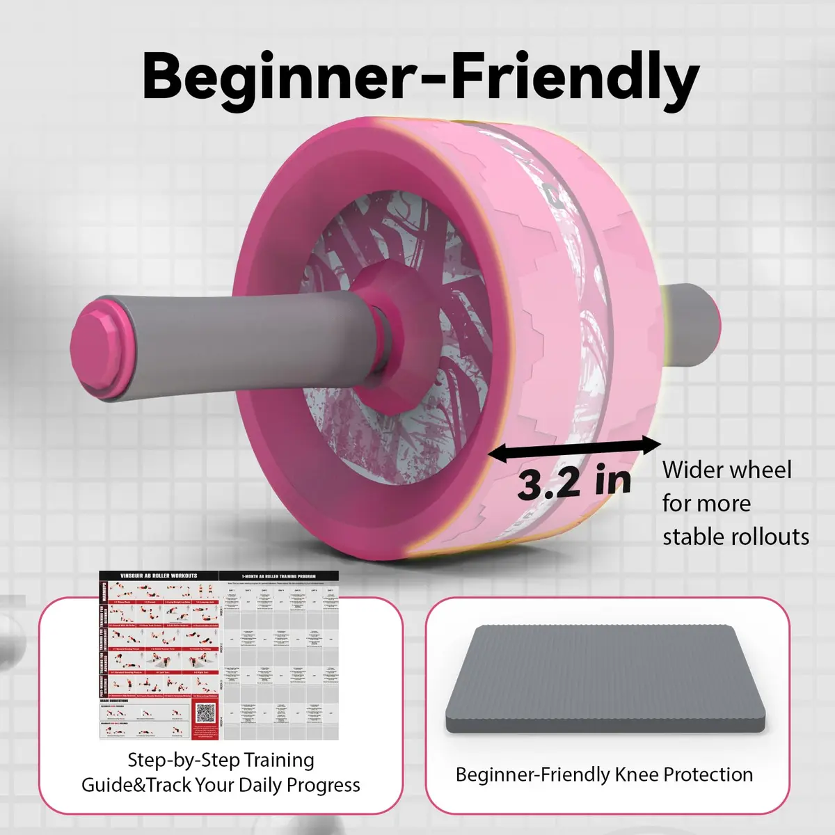 VINSGUIR Ab Roller Wheel for Home Gym, Abs & Core Strength Workout with Knee Pad Set | Portable, Durable & Supportive - view 6