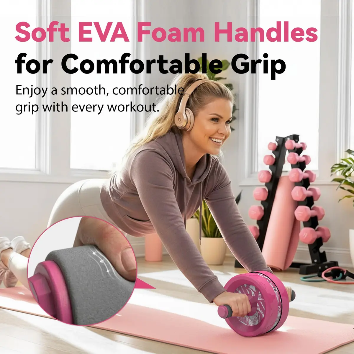 VINSGUIR Ab Roller Wheel for Home Gym, Abs & Core Strength Workout with Knee Pad Set | Portable, Durable & Supportive - view 3