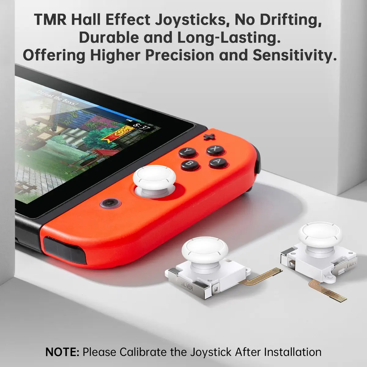 BRONAL TMR Hall Effect Joystick Replacement for Switch JoyCon (4-Pack, White) | Precision Anti-Drift Repair - view 2