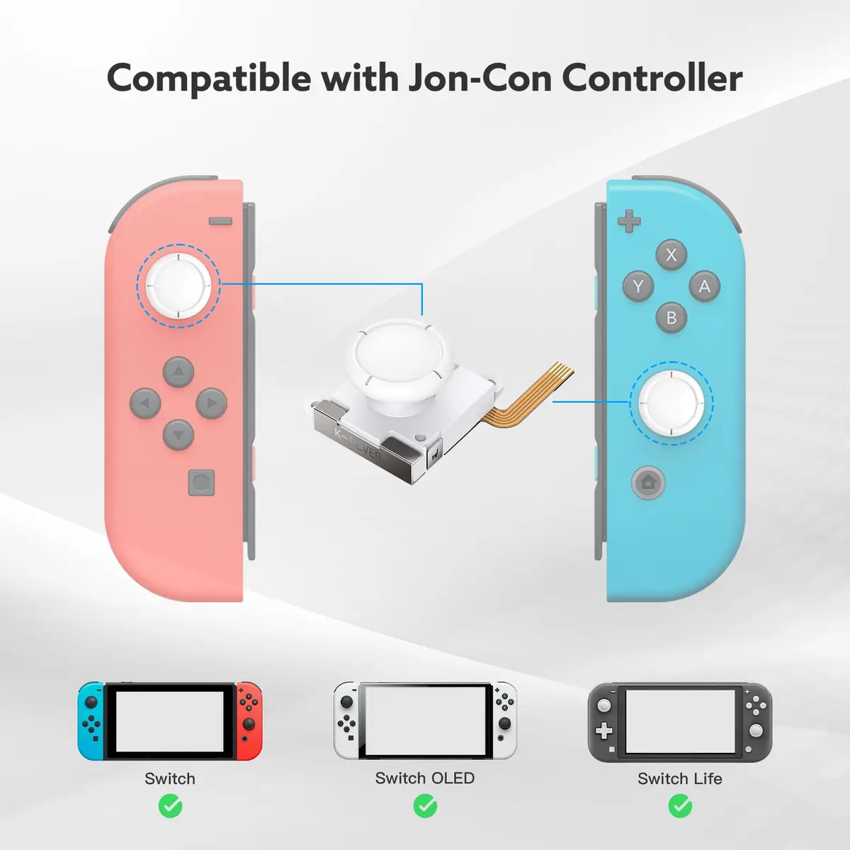 BRONAL TMR Hall Effect Joystick Replacement for Switch JoyCon (4-Pack, White) | Precision Anti-Drift Repair - view 3