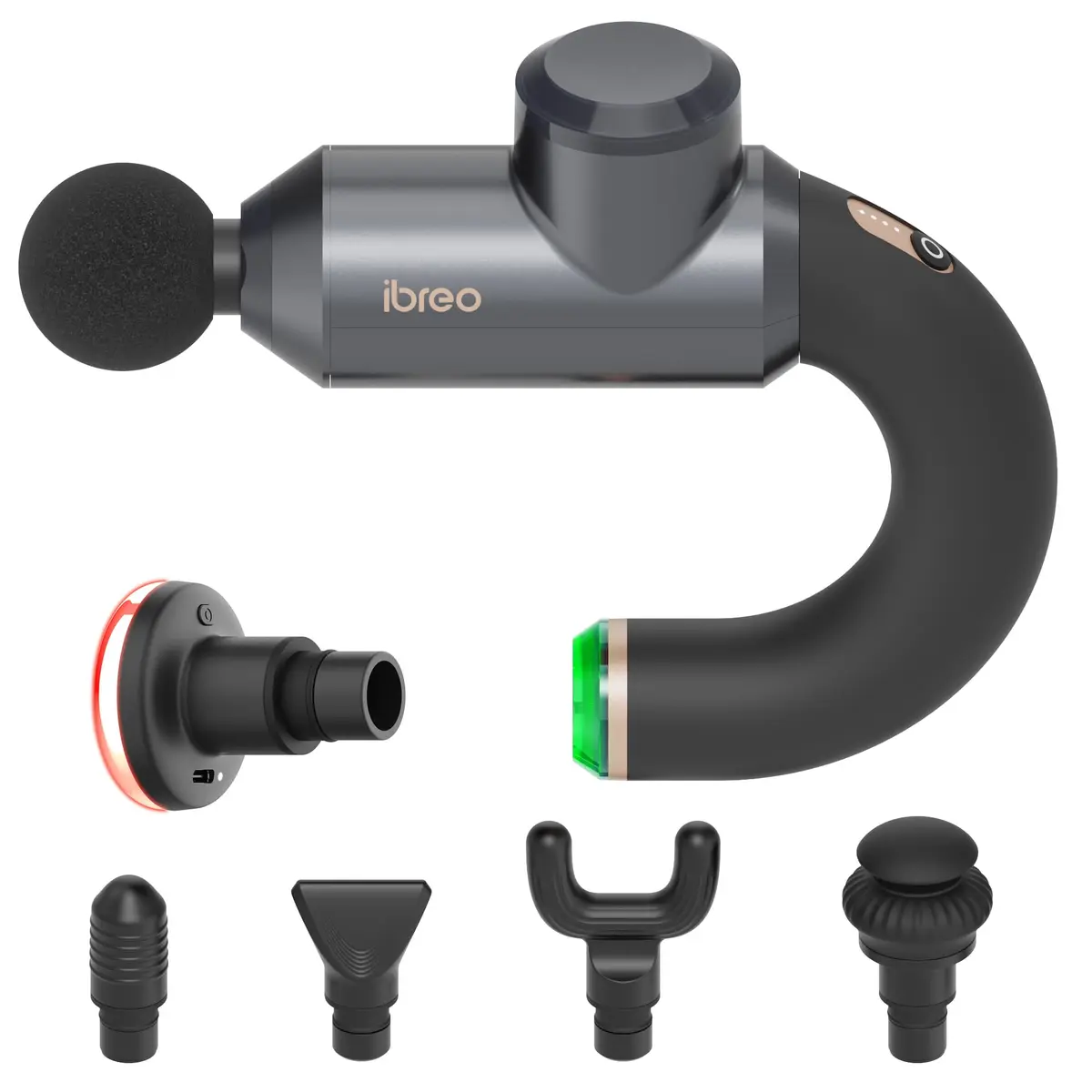 ibreo Surge Pro Deep Tissue Massage Gun with Heat | Percussion Muscle Massager for Pain Relief, 12mm Amplitude, 4 Speeds, 6 Heads, Handheld, 1.74 lbs - main product image
