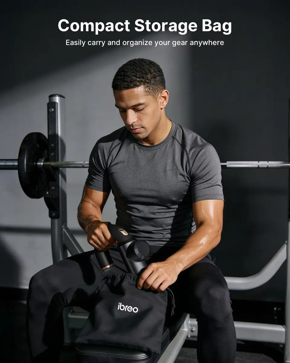 ibreo Surge Pro Deep Tissue Massage Gun with Heat | Percussion Muscle Massager for Pain Relief, 12mm Amplitude, 4 Speeds, 6 Heads, Handheld, 1.74 lbs - view 7