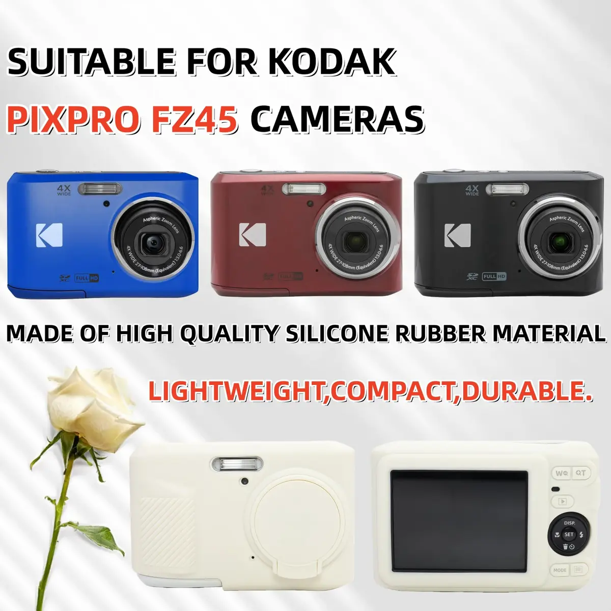 SZHSYJY Case for Kodak PIXPRO FZ45 Camera | Soft Silicone Protection, Misty White - view 2