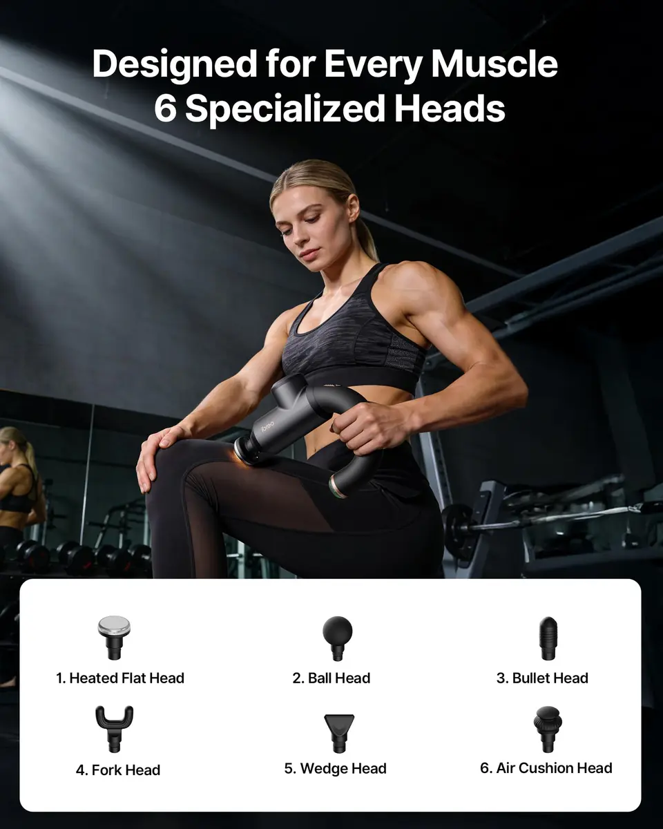 ibreo Surge Pro Deep Tissue Massage Gun with Heat | 12mm Amplitude, 4 Speeds, 6 Heads for Pain Relief - view 9