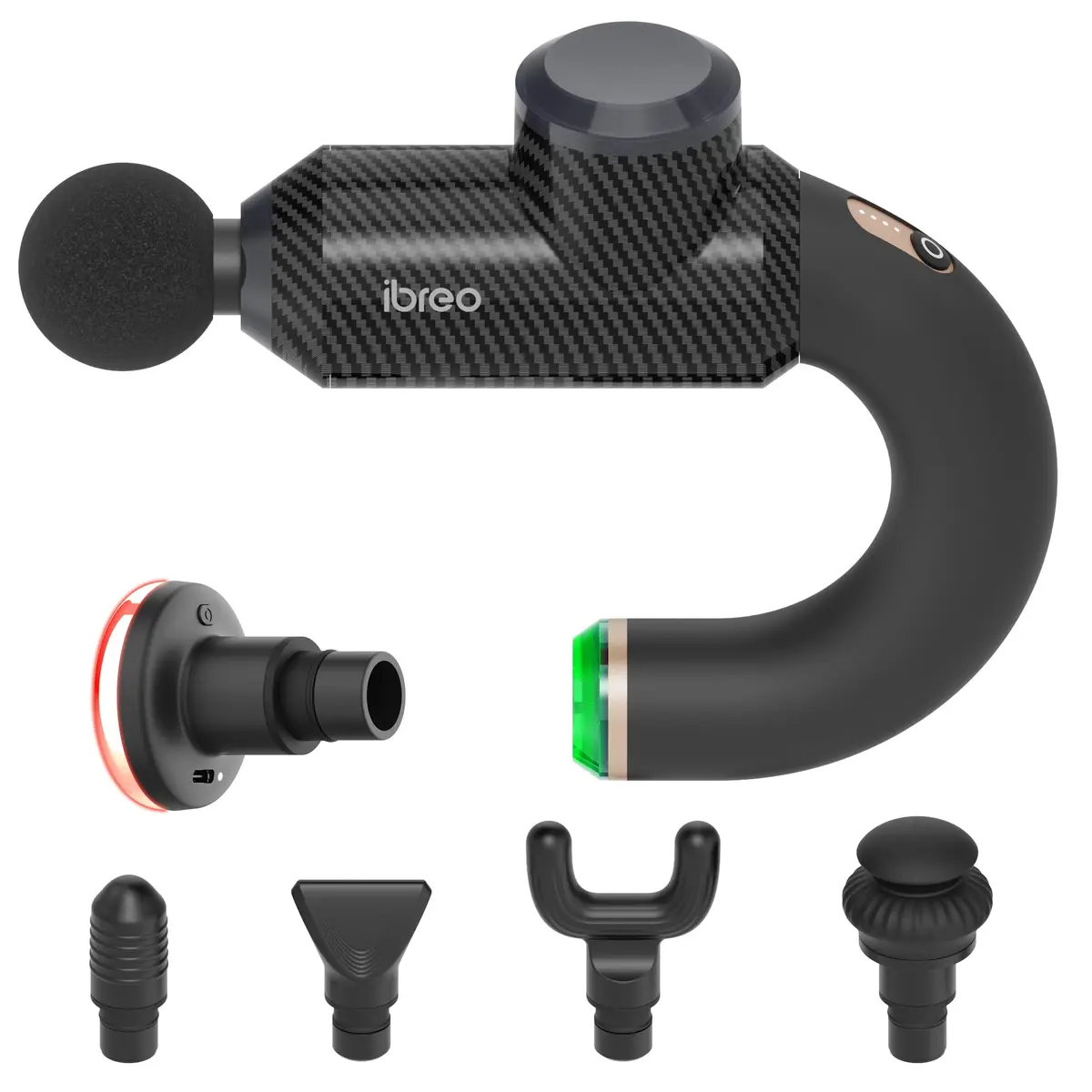 ibreo Surge Pro Deep Tissue Massage Gun with Heat | Percussion Muscle Massager for Pain Relief, 12mm Amplitude, 4 Speeds, 6 Heads, Handheld, Lightweight - main product image