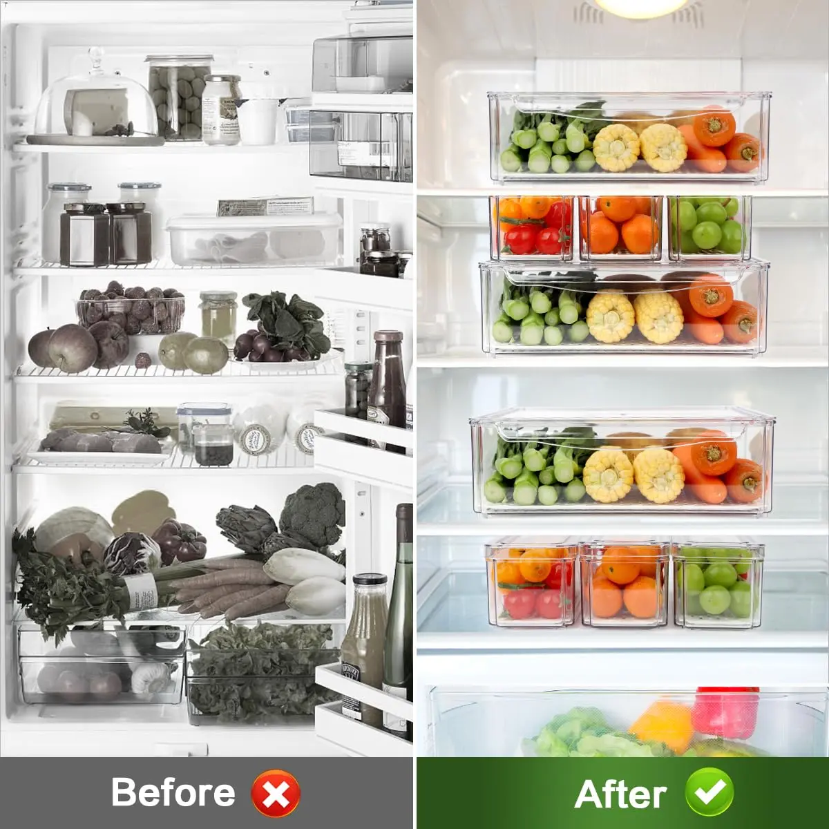 ZIJUND Food Storage Container Set with Lids | Stackable BPA-Free Clear Plastic Bins for Fridge & Pantry (4 Pack, 6.5L) - view 5