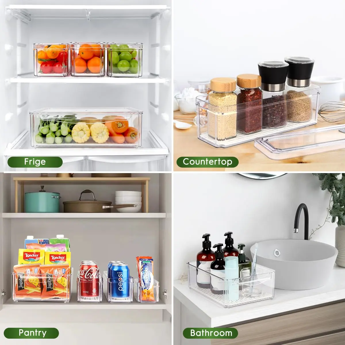 ZIJUND Food Storage Container Set with Lids | Stackable BPA-Free Clear Plastic Bins for Fridge & Pantry (4 Pack, 6.5L) - view 7