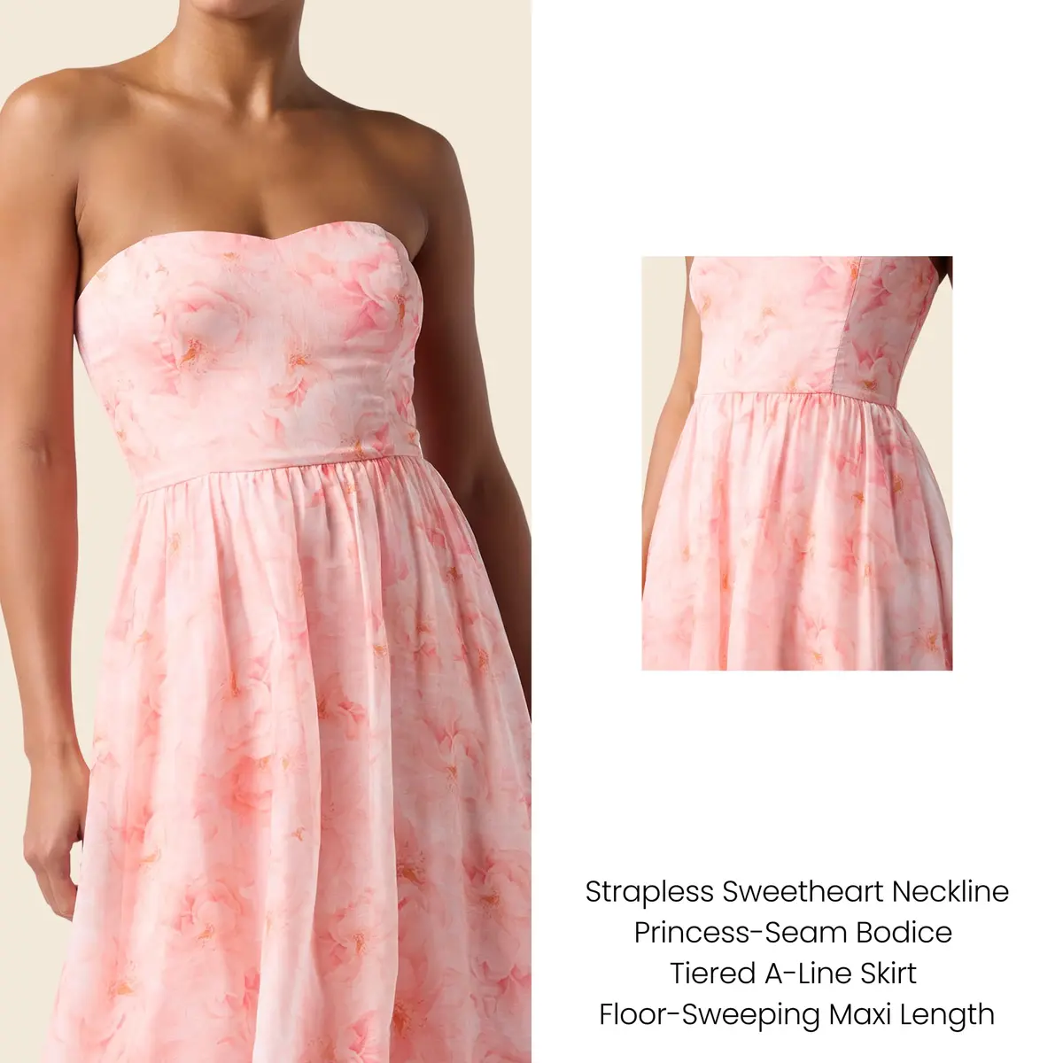Lulus Alana Tiered Women's Printed Maxi Dress, Peach Multi, Medium | Elegant flowy summer dress for women - view 3