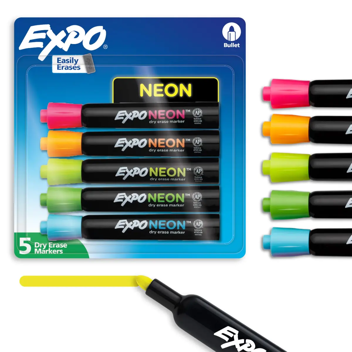 EXPO Neon Dry Erase Markers Bullet Tip Assorted Colors 30 Count (6 Packs) | Low-Odor, Vibrant Ink - main product image